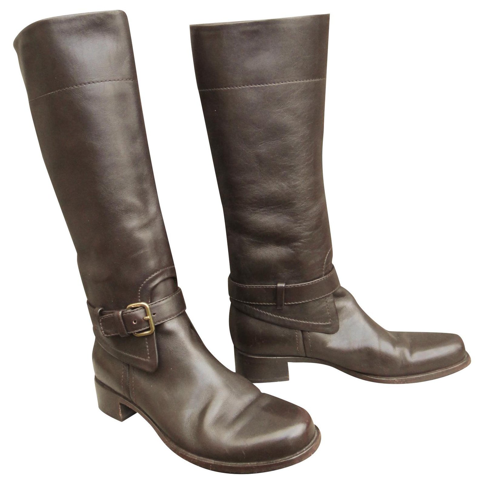 riding boots Prada p 39 Dark brown Leather  - Joli Closet