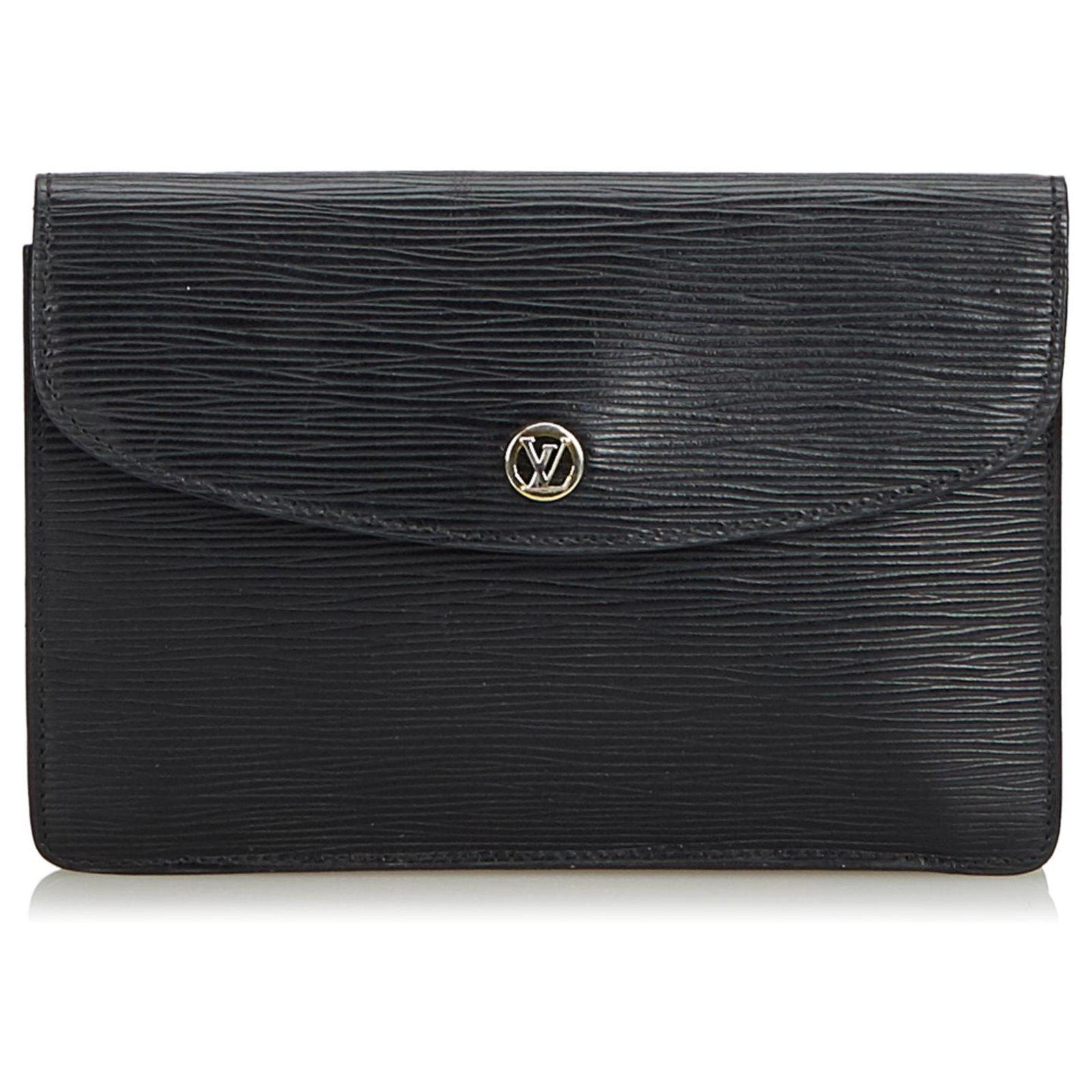 Louis Vuitton Black Epi Clutch Bag Leather Metal ref.123961 - Joli