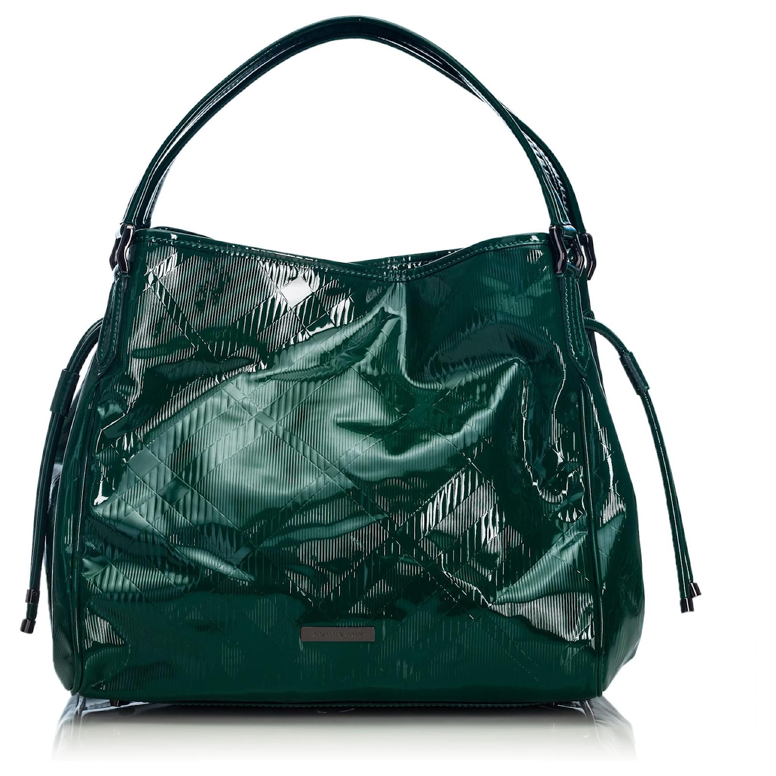 green patent leather purse