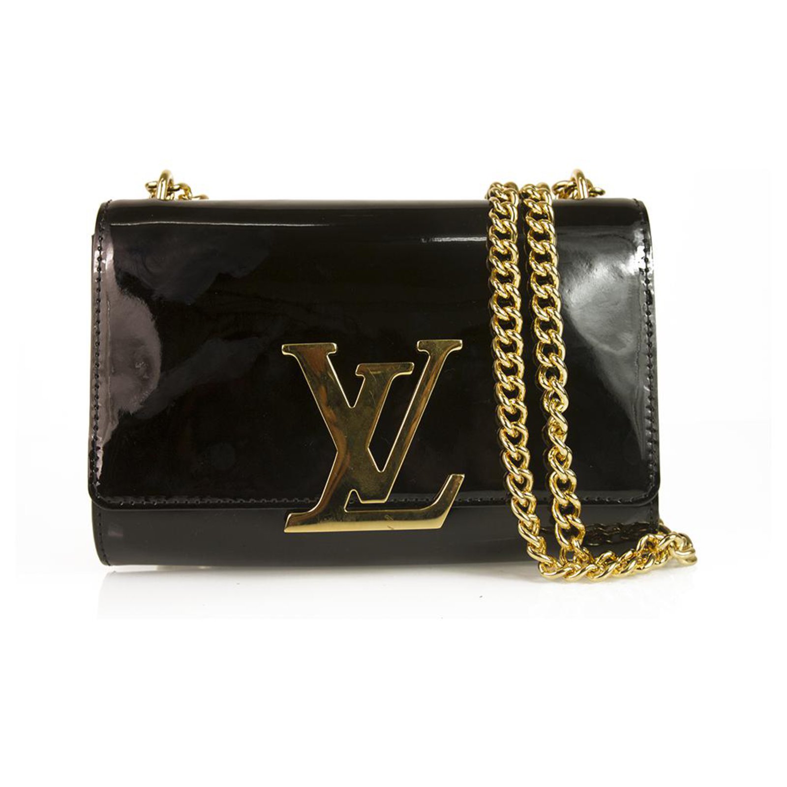 Bolso bandolera Louis Vuitton Pochette Louise MM de charol negro dorado LV  M50433 ref.124664 - Joli Closet
