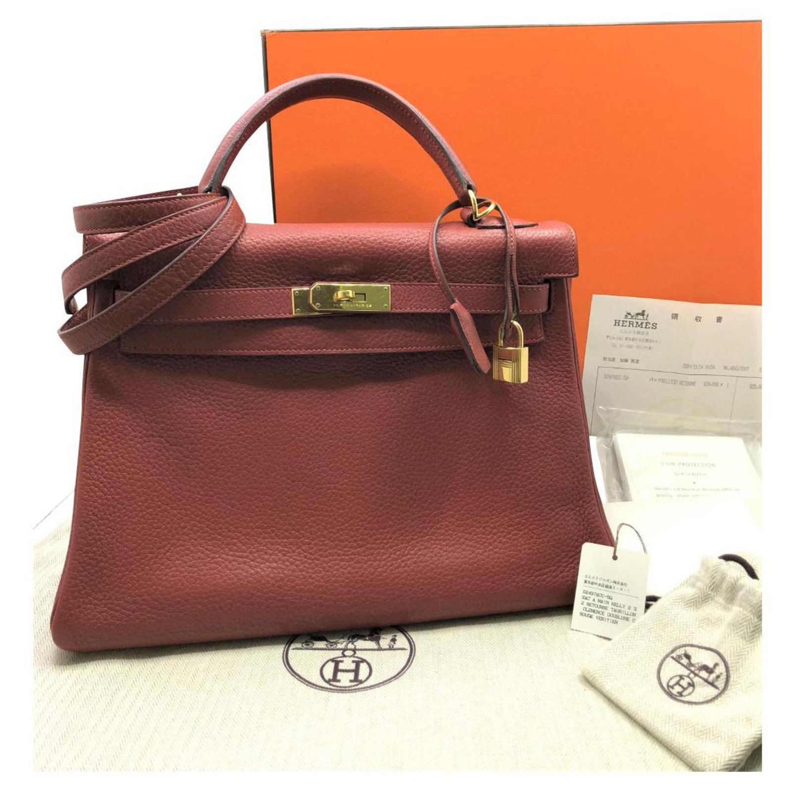 Hermes Kelly 32 Rouge H Clemence GHW, Luxury, Bags & Wallets on
