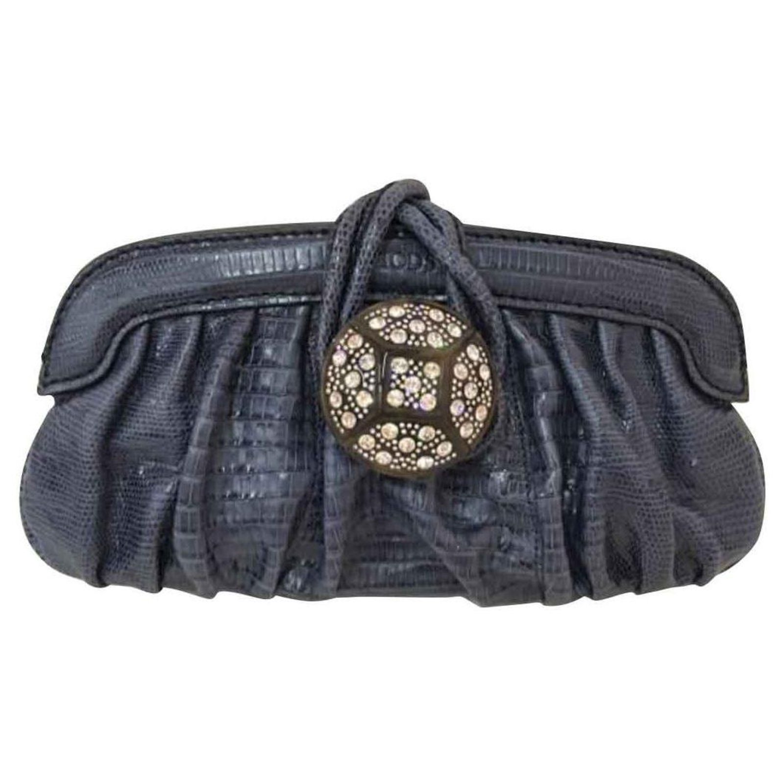 dark blue clutch bag