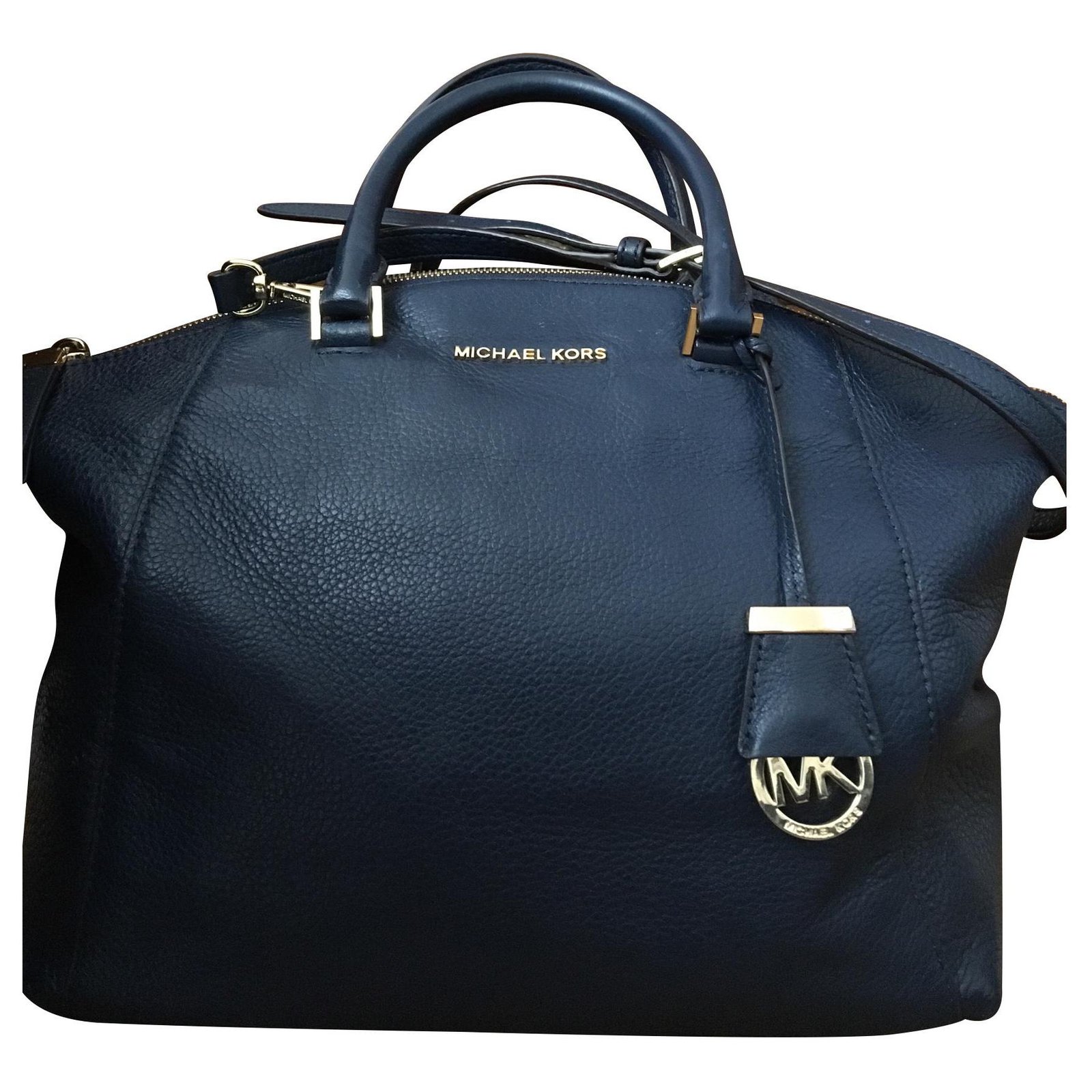 blue leather michael kors purse