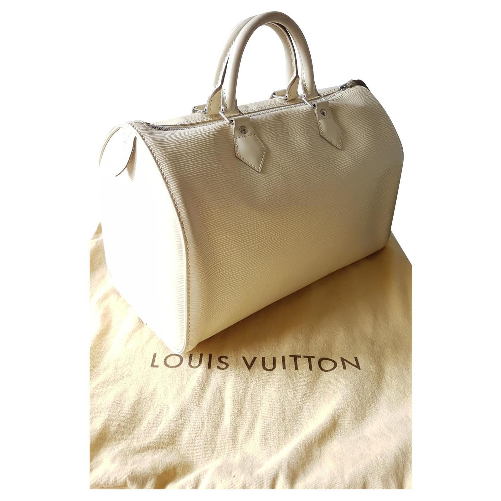 Louis Vuitton SPEEDY LEATHER COVER Cream ref.125048 - Joli Closet