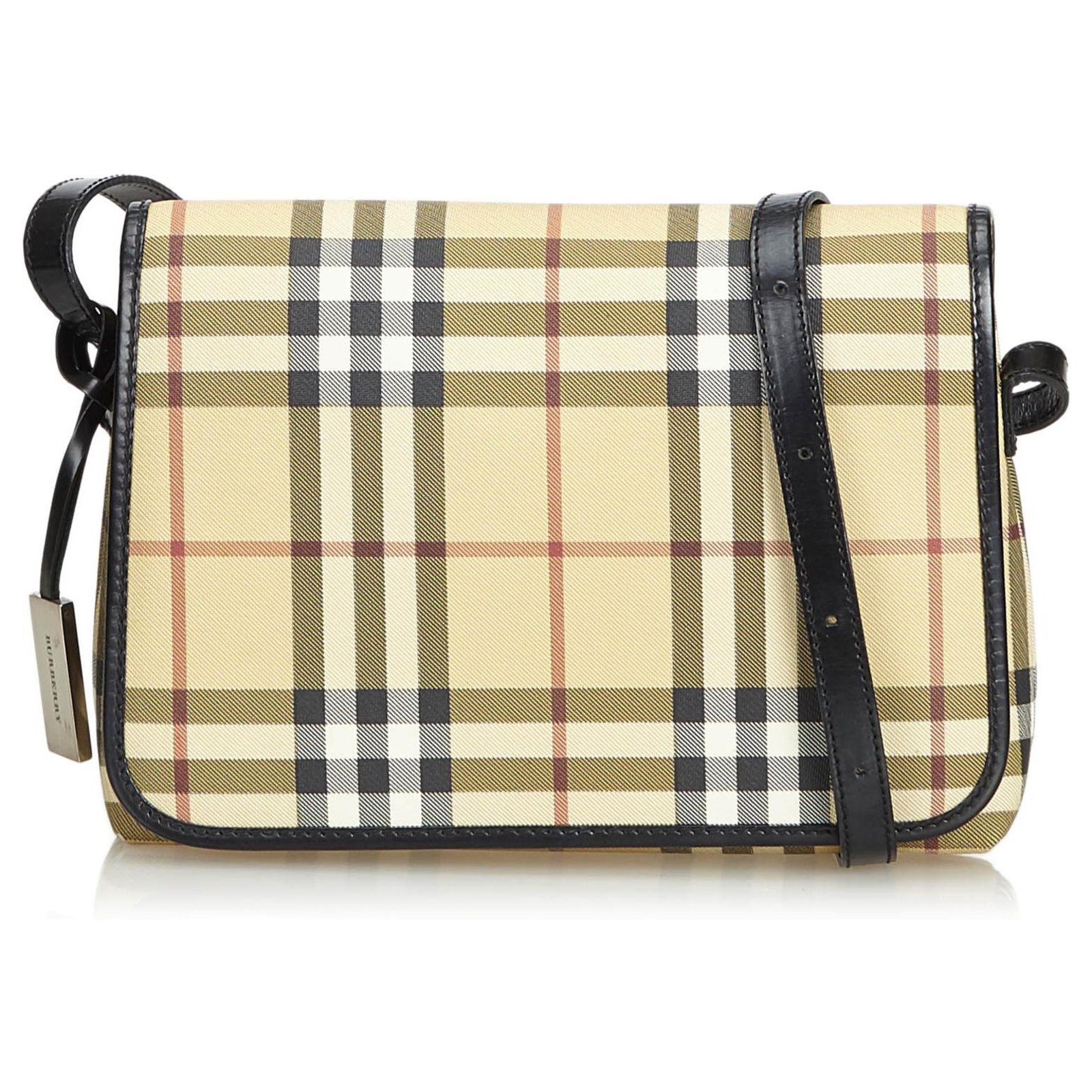 Burberry Hampshire Vintage Check Canvas & Leather Crossbody Bag