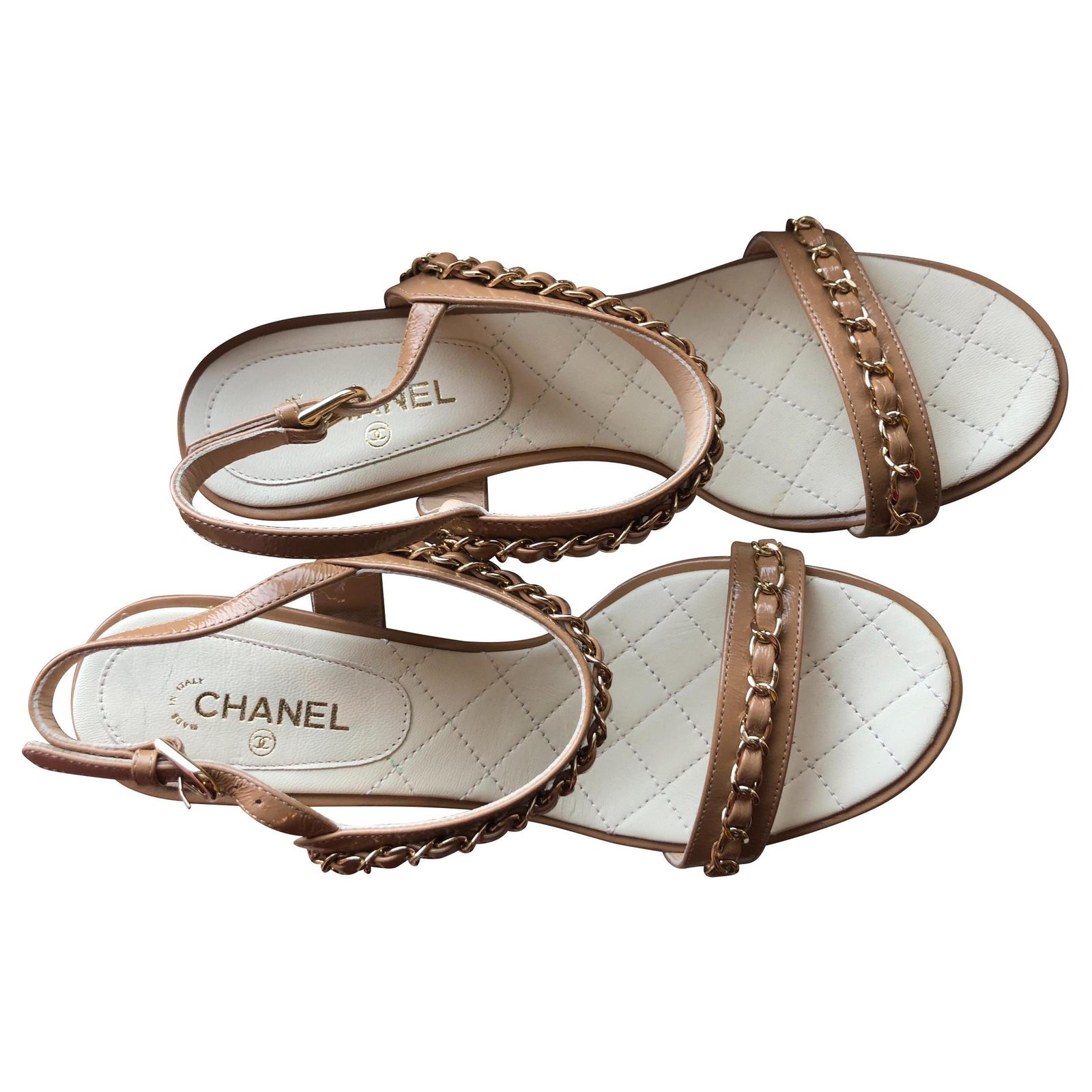 chanel tan sandals
