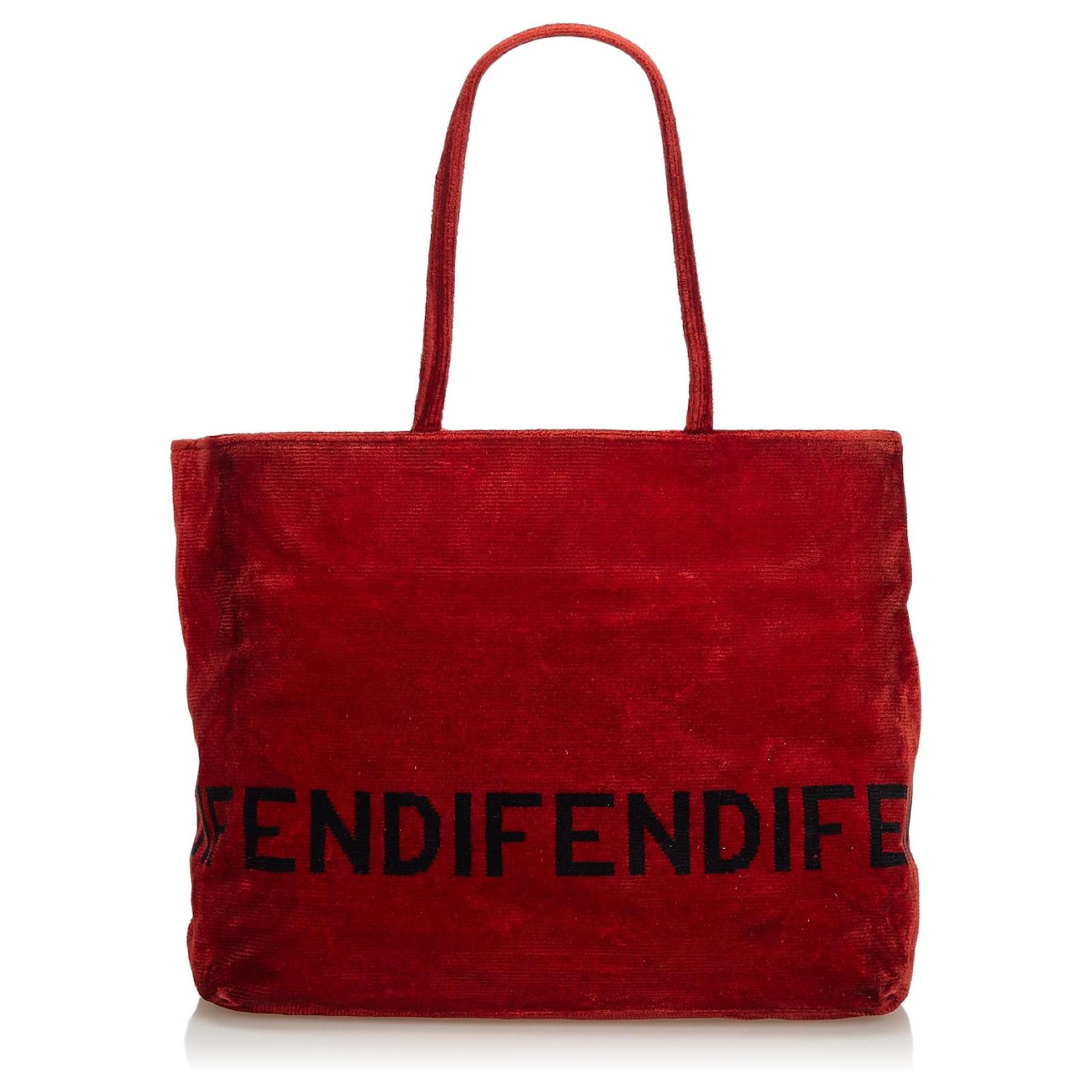 Fendi Red Velvet Tote Bag Black Cloth ref.126300 Joli Closet