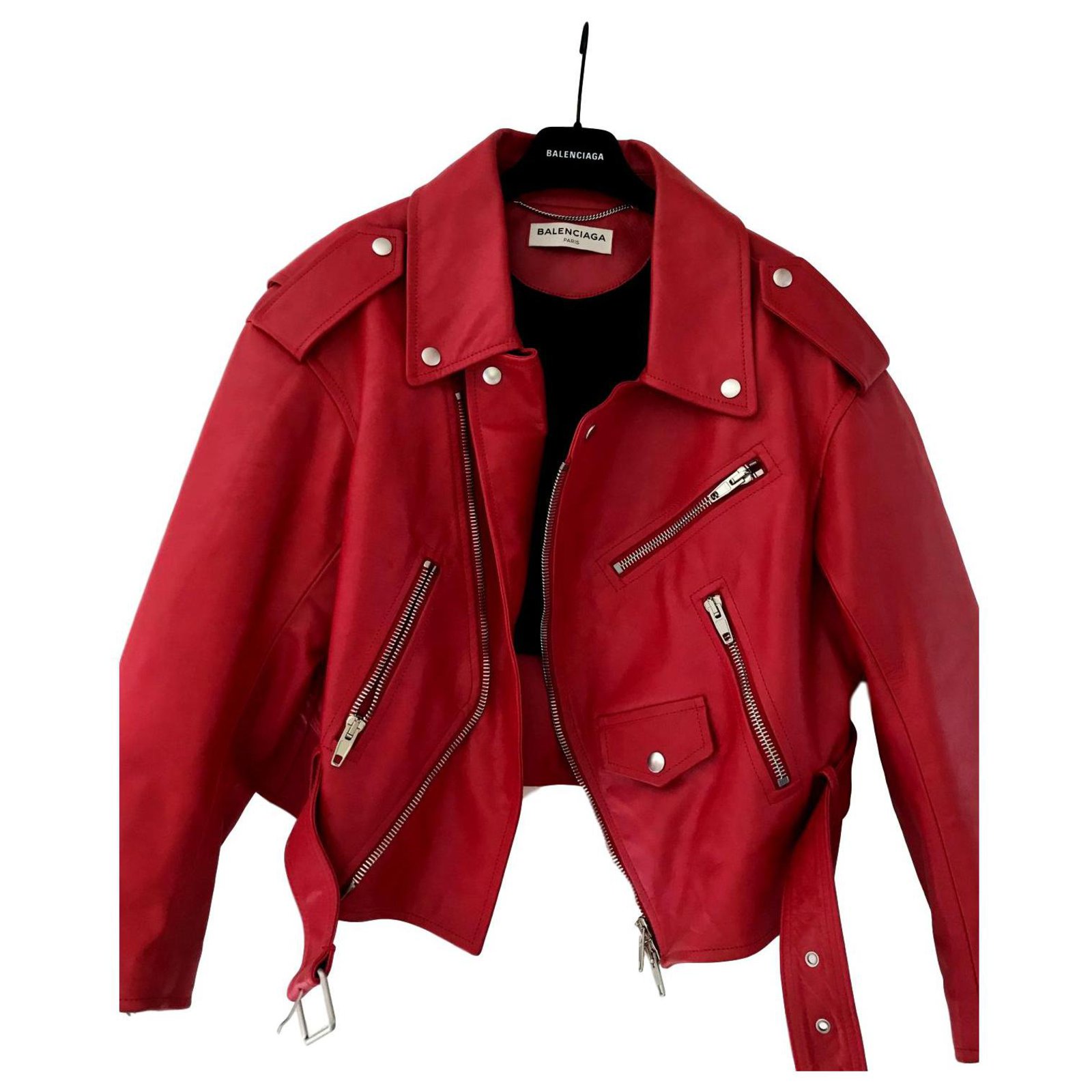 balenciaga red leather jacket