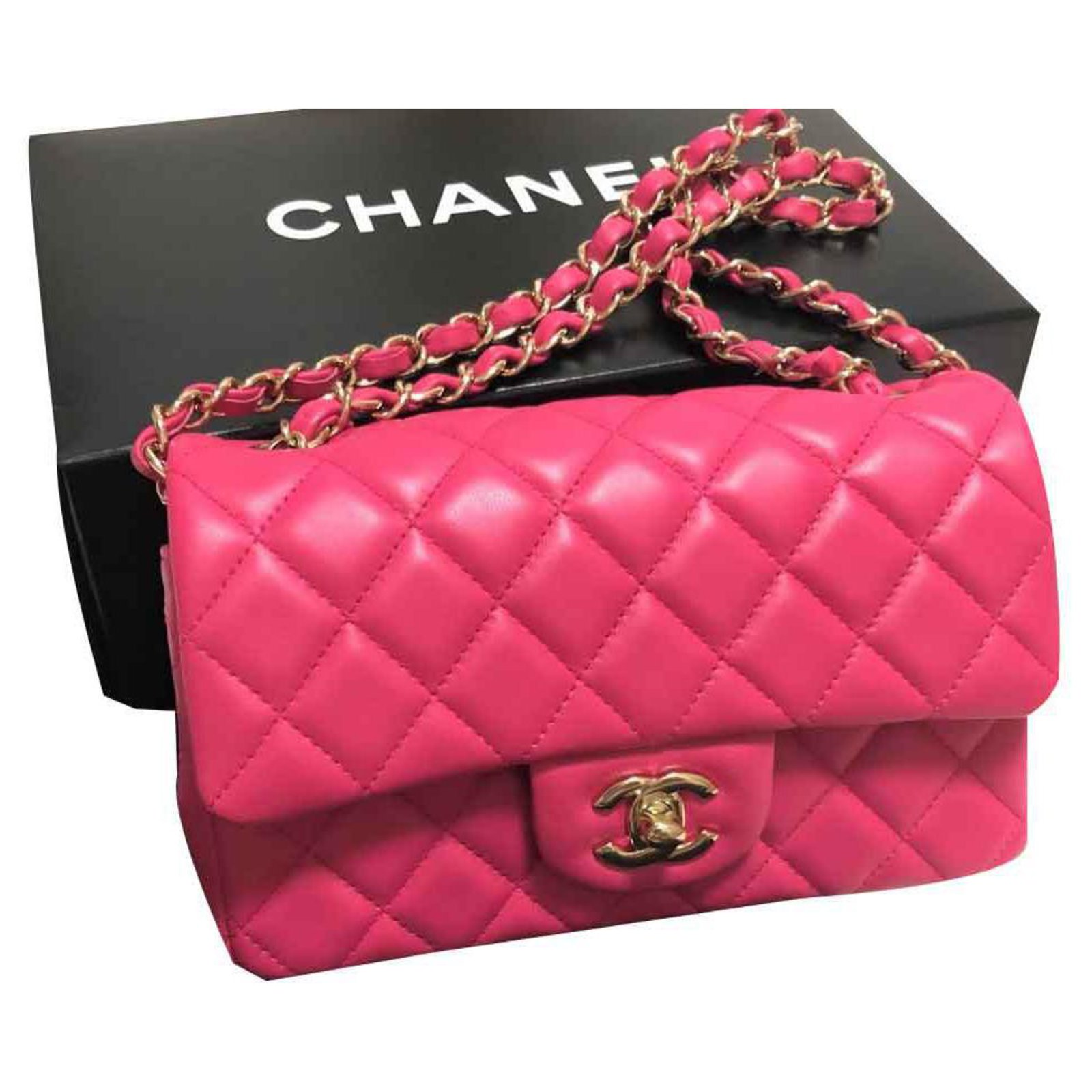 Chanel Hot Pink mini rectangular bag Leather  - Joli Closet