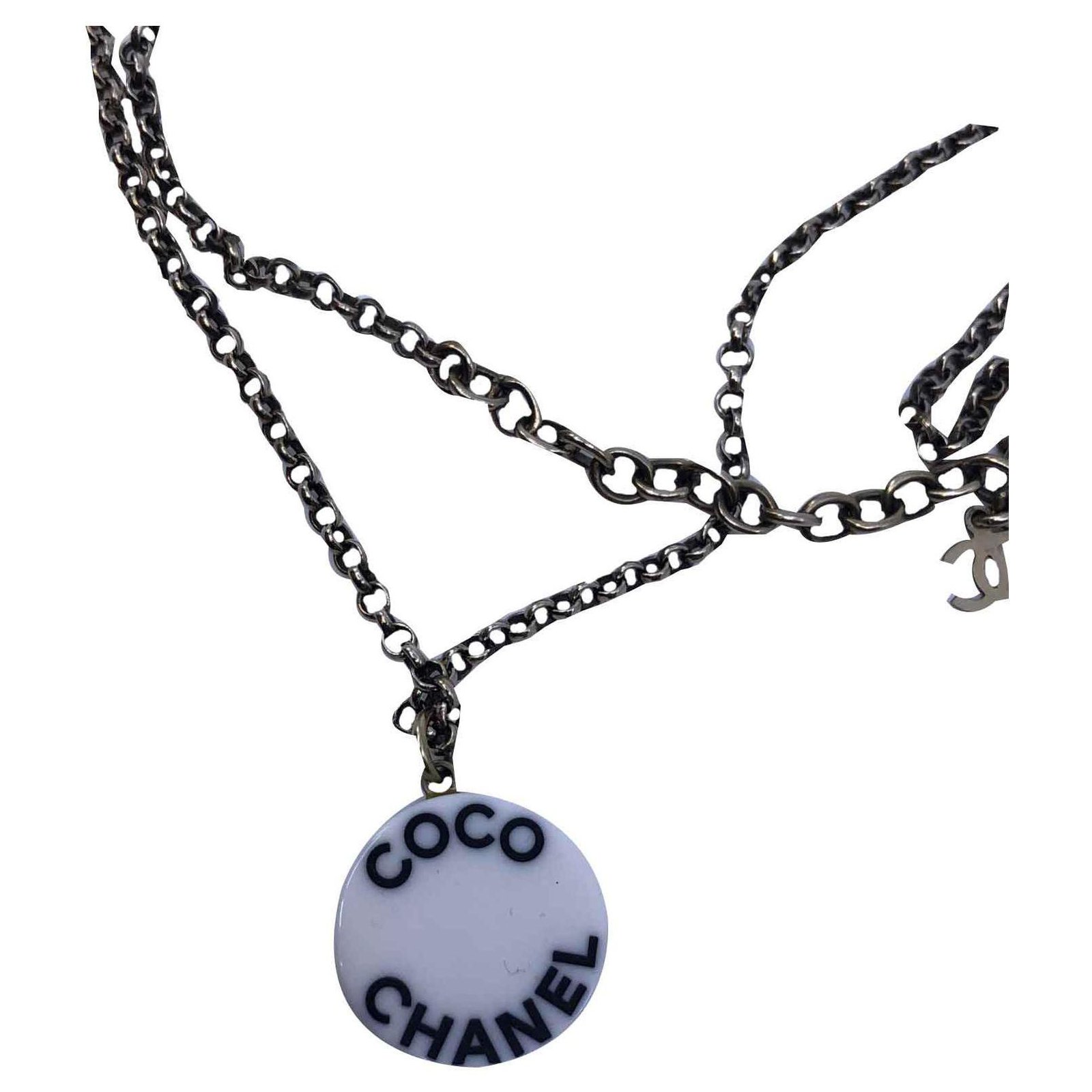 Necklace Chanel Black White Metal Plastic ref.126987 - Joli Closet