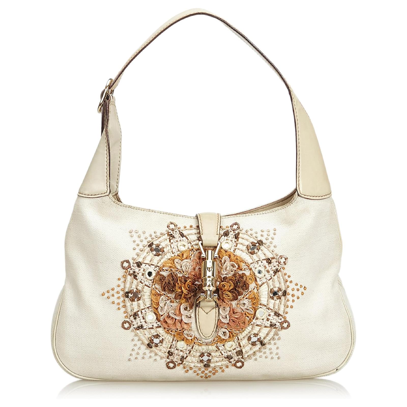 gucci white embroidered bag