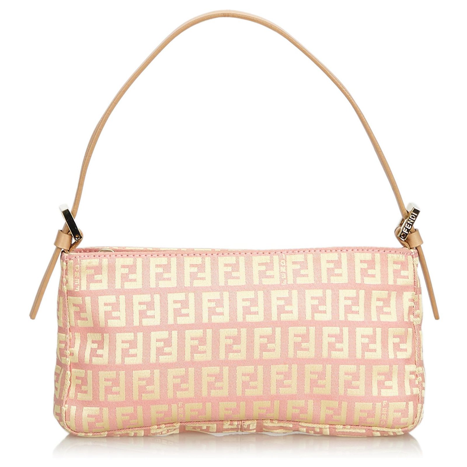 Fendi Brown/Pink Shearling Large Baguette Bag