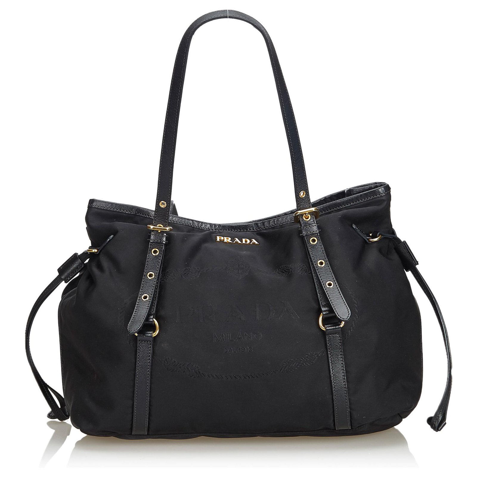 Prada Black Nylon Tote Bag Leather Cloth ref.127819 - Joli Closet