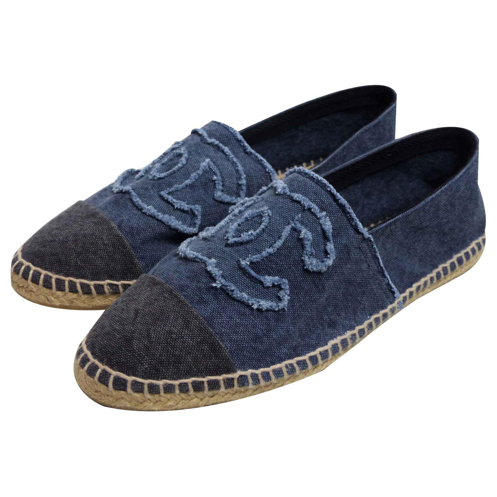 CHANEL Espadrilles COCO Denim Slip-on Flat Shoes Women EU 37 Red CC From  Japan