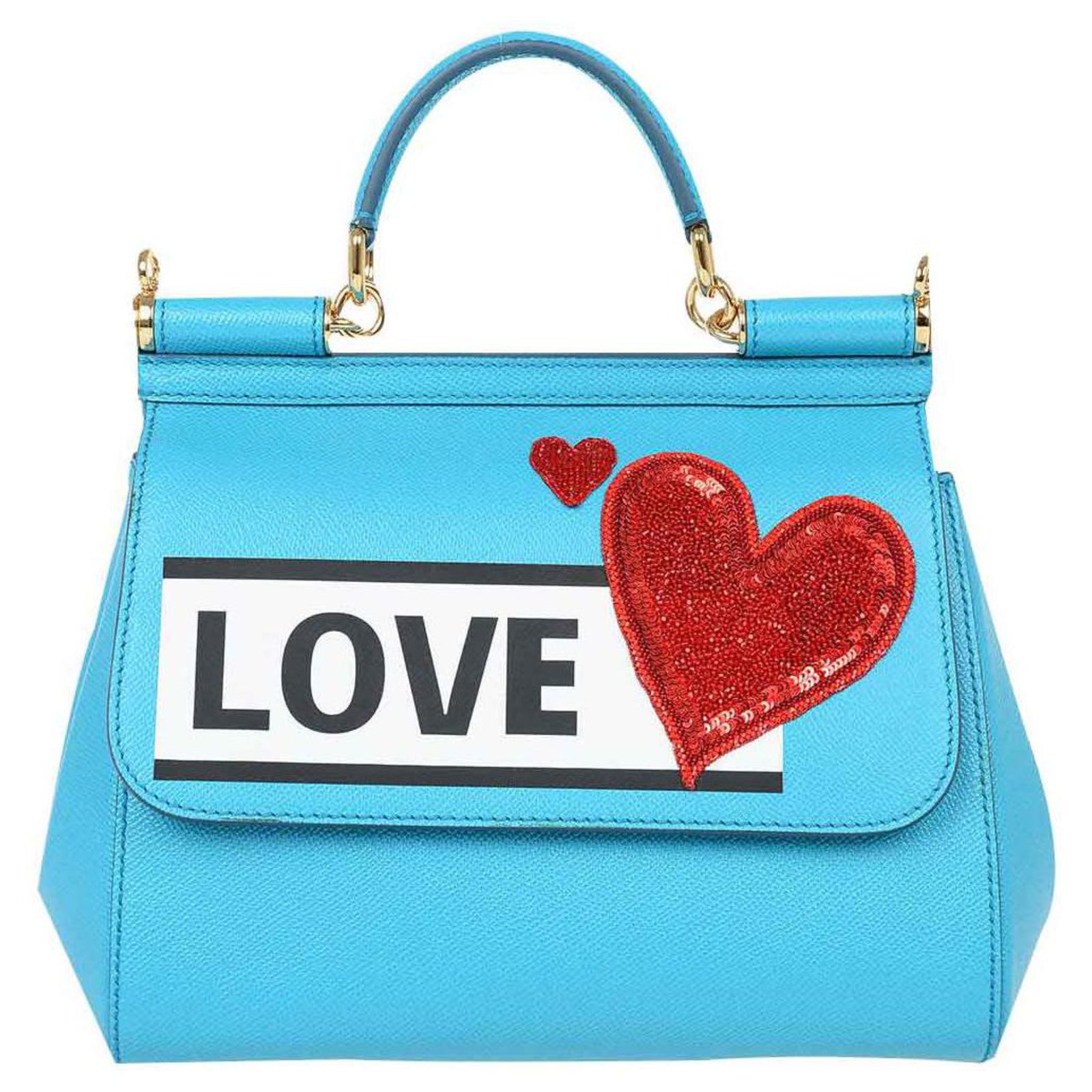 Dolce and Gabbana Light Blue Leather Small Miss Sicily Tote Dolce & Gabbana