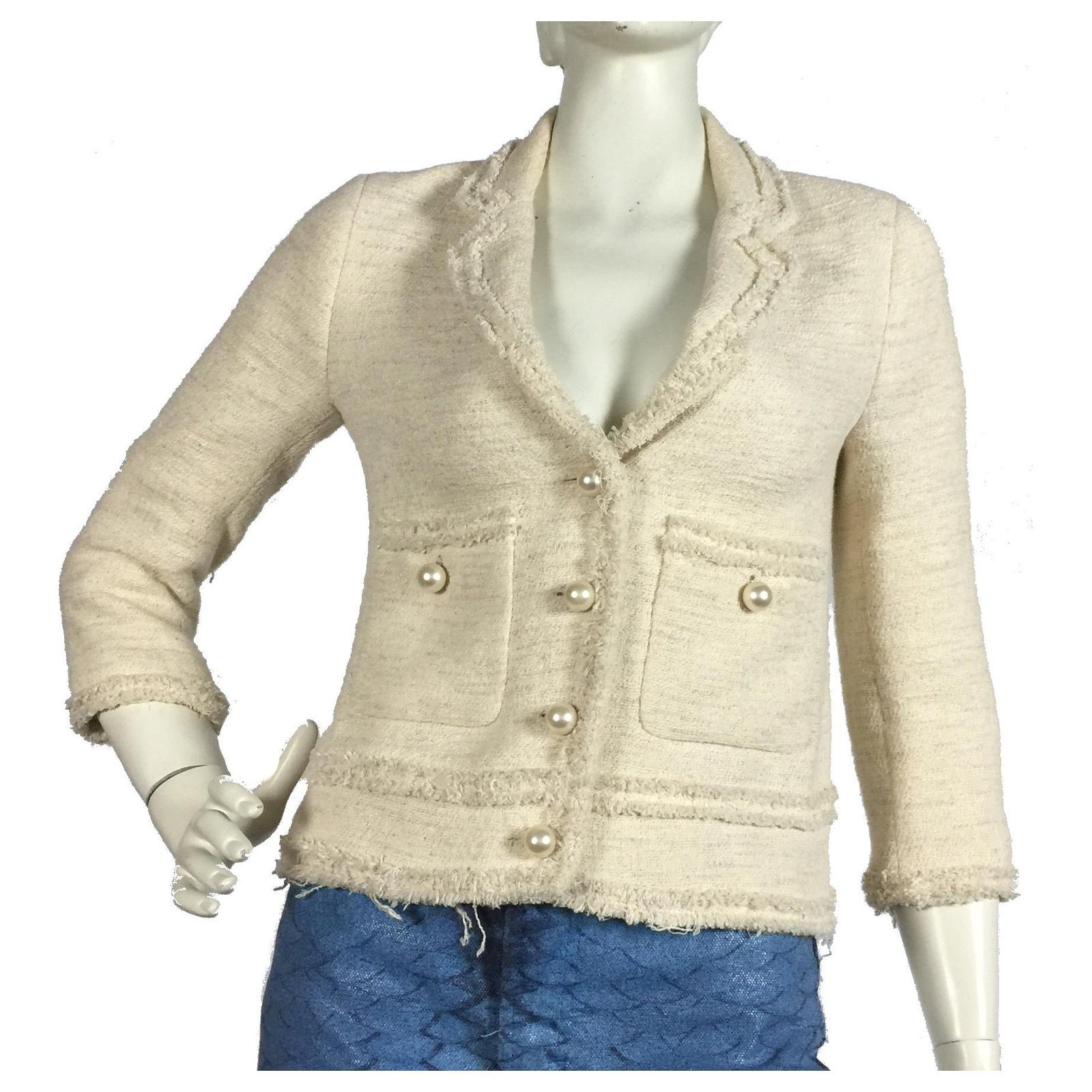 Zara Cream tweed jacket Jackets Other 