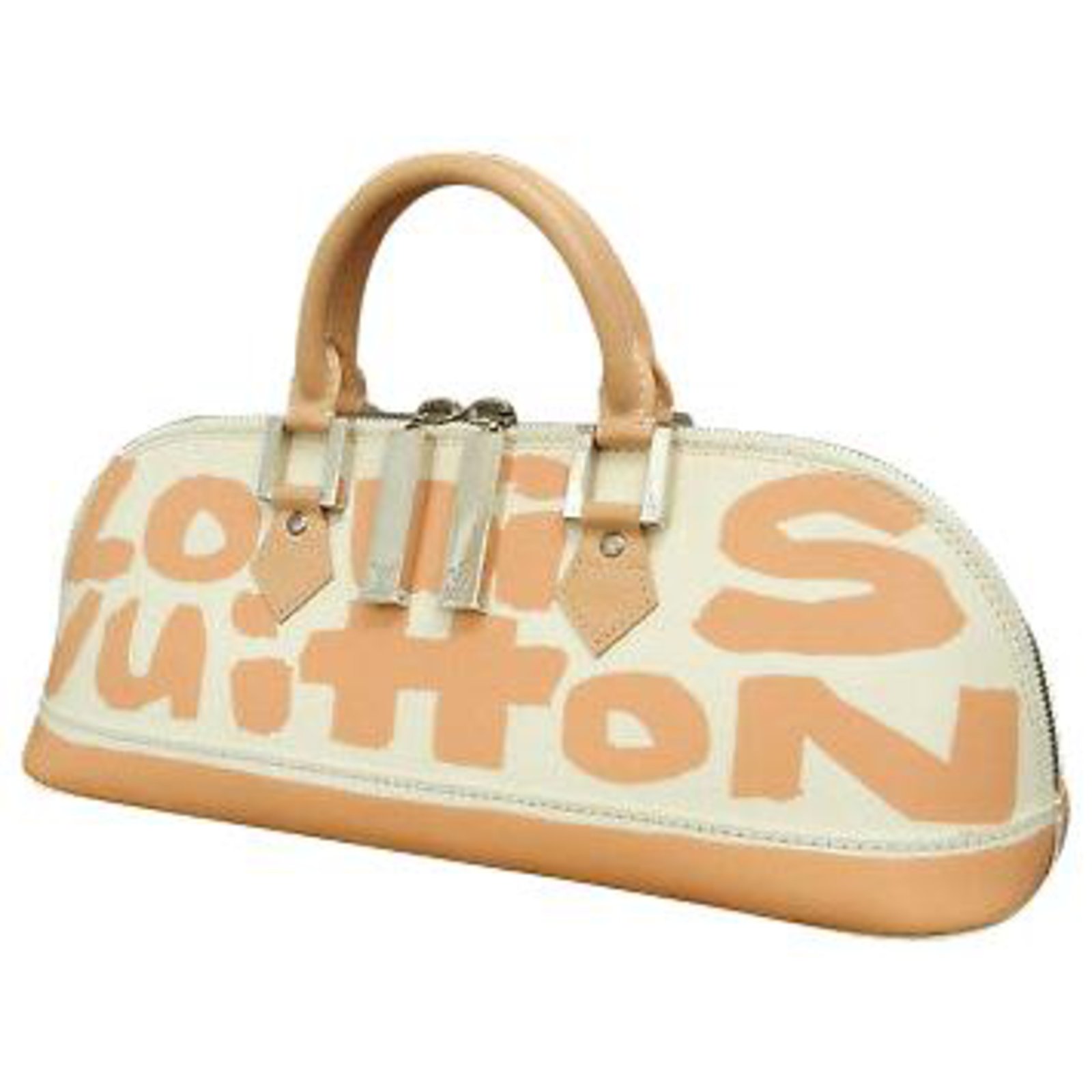 Alma graffiti leather handbag Louis Vuitton White in Leather