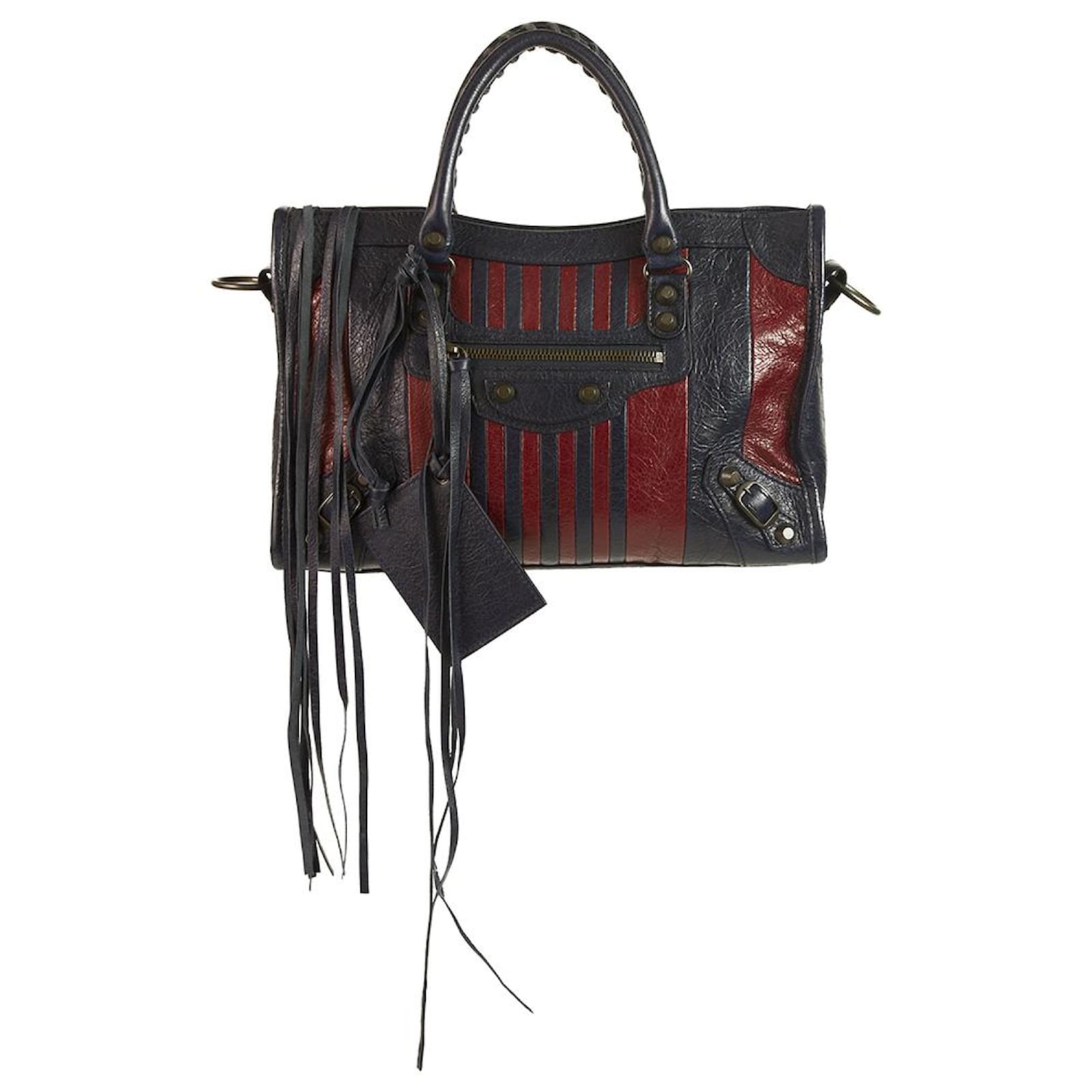 Balenciaga Red Blue Colorblock Striped Edge City Bag retails €1595 or $1850 Leather ref.128499 - Joli Closet