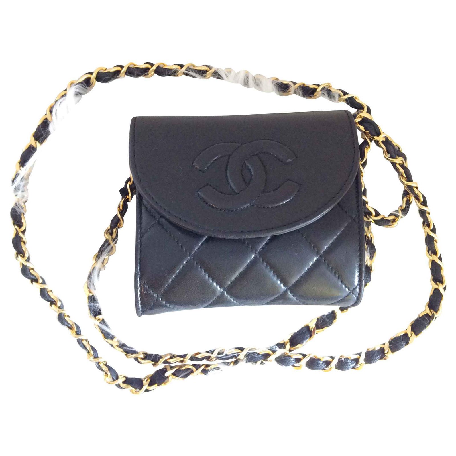 Chanel Clutch bags Black Leather ref.128677 - Joli Closet