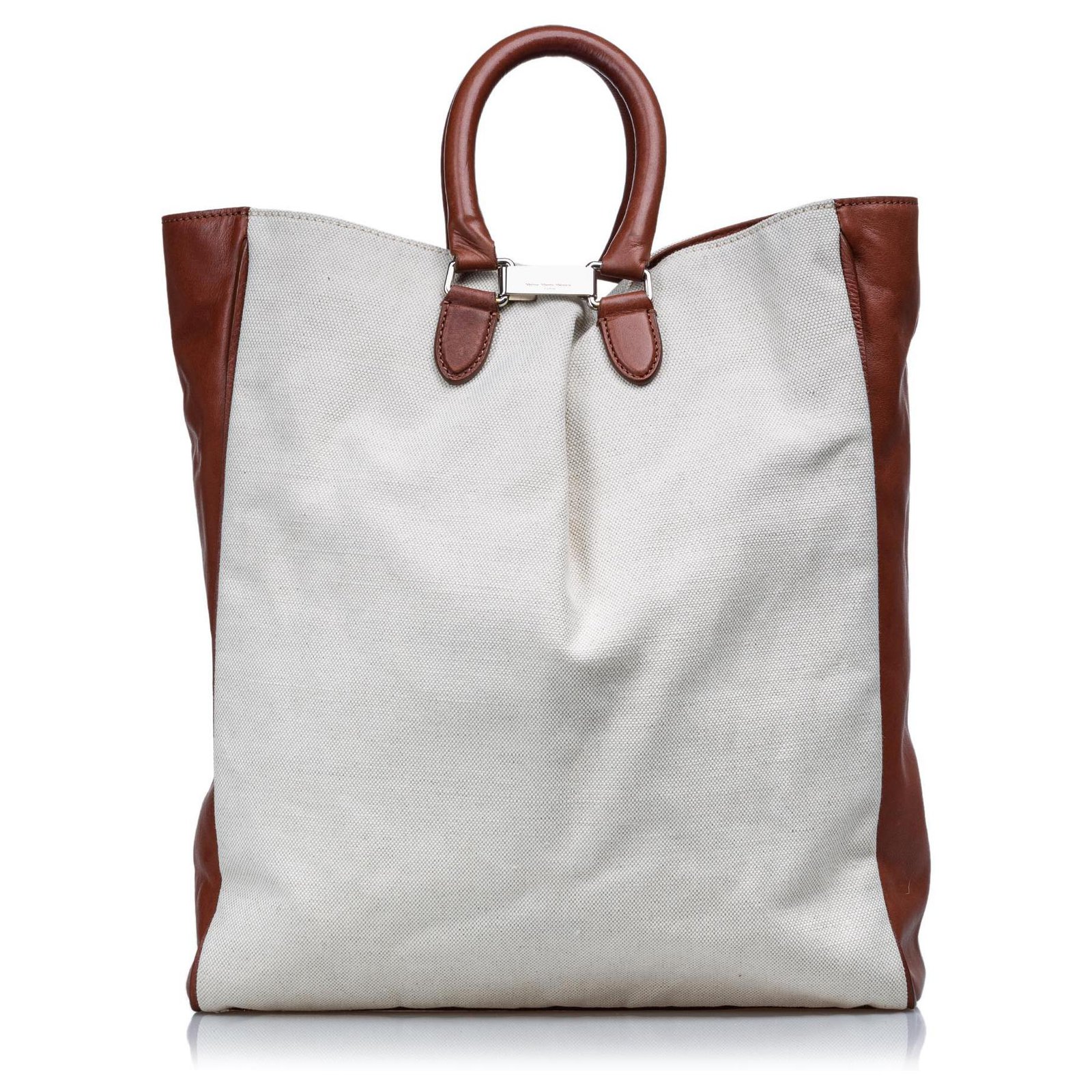 Maison Martin Margiela Margiela White Canvas Tote Bag Brown Cream