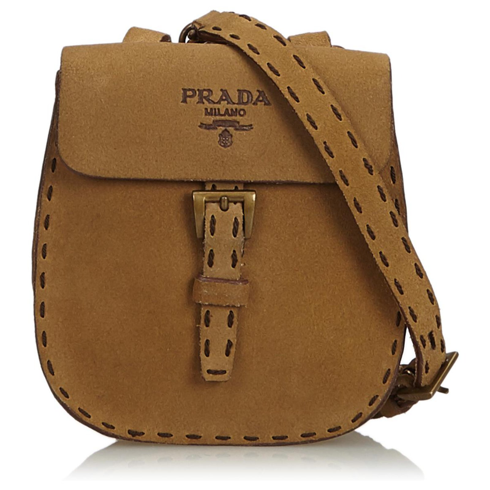 Prada Brown Suede Chain Belt Bag