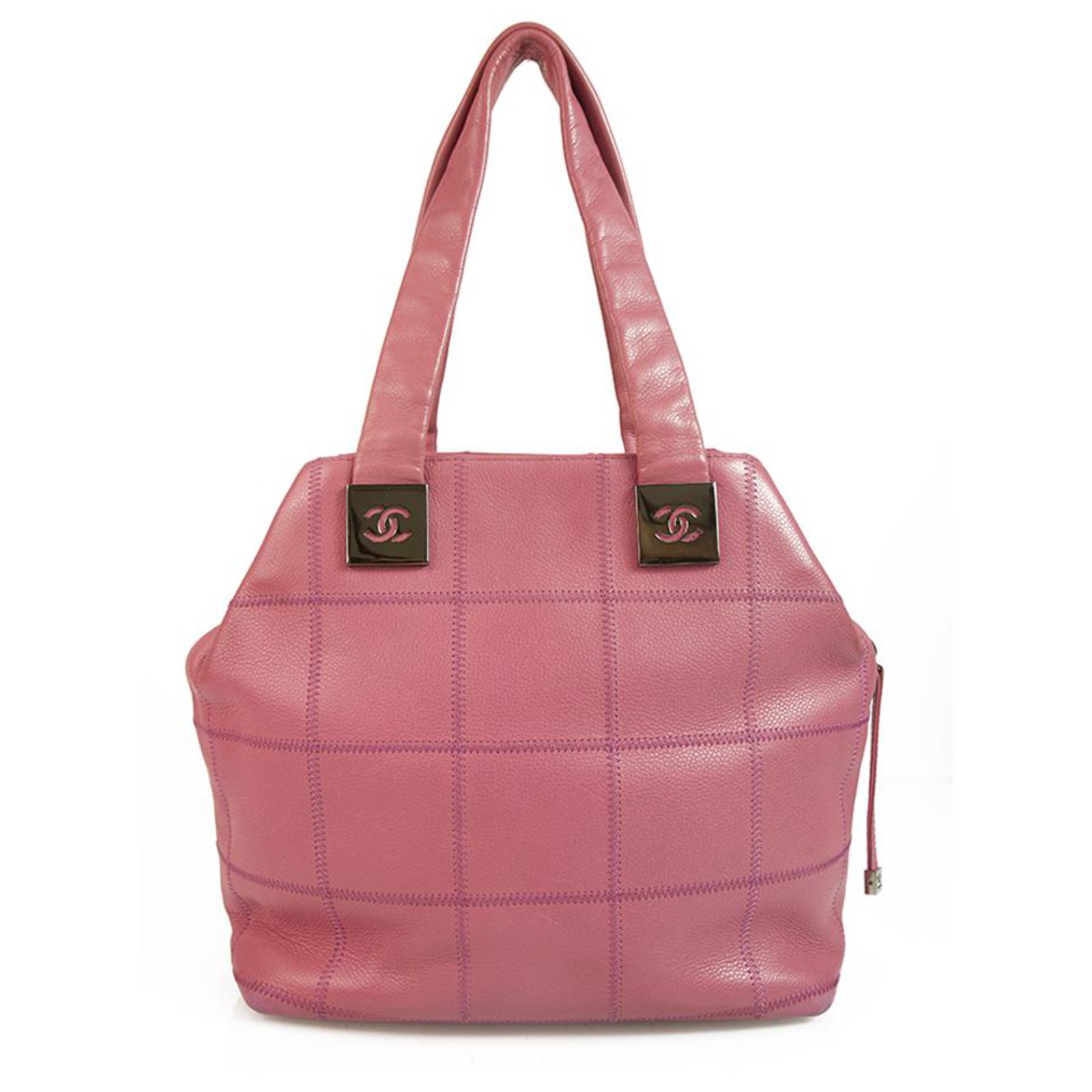Chanel Dusty Pink Pebbled Leather Square Stitched CC Shoulder Bag Satchel  ref.129191 - Joli Closet