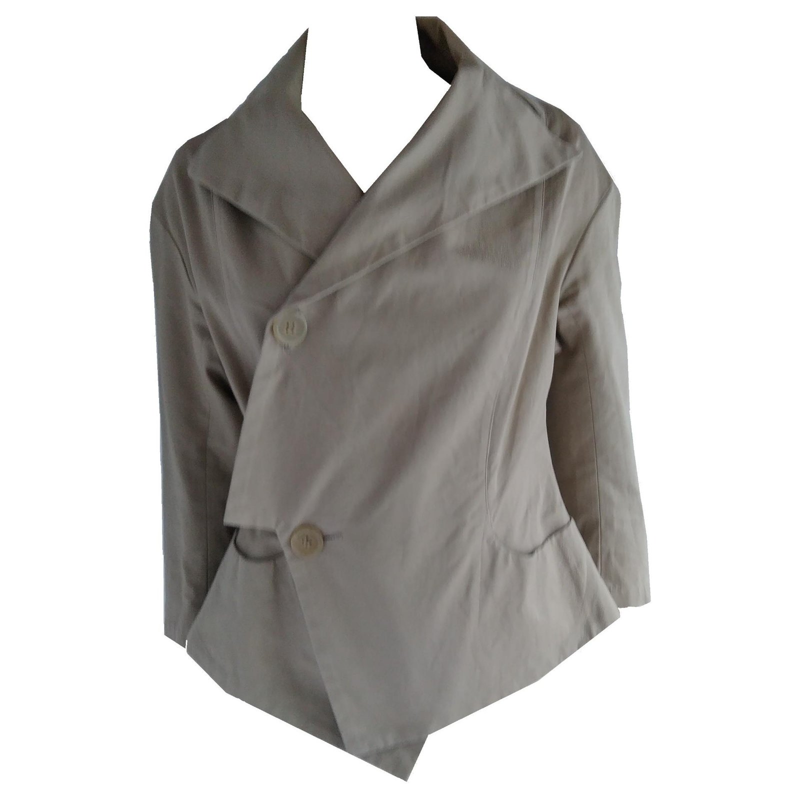 Yohji Yamamoto Yohji Yamamoto Asymmetrical Jacket Beige Taupe Cotton  ref.130916 - Joli Closet