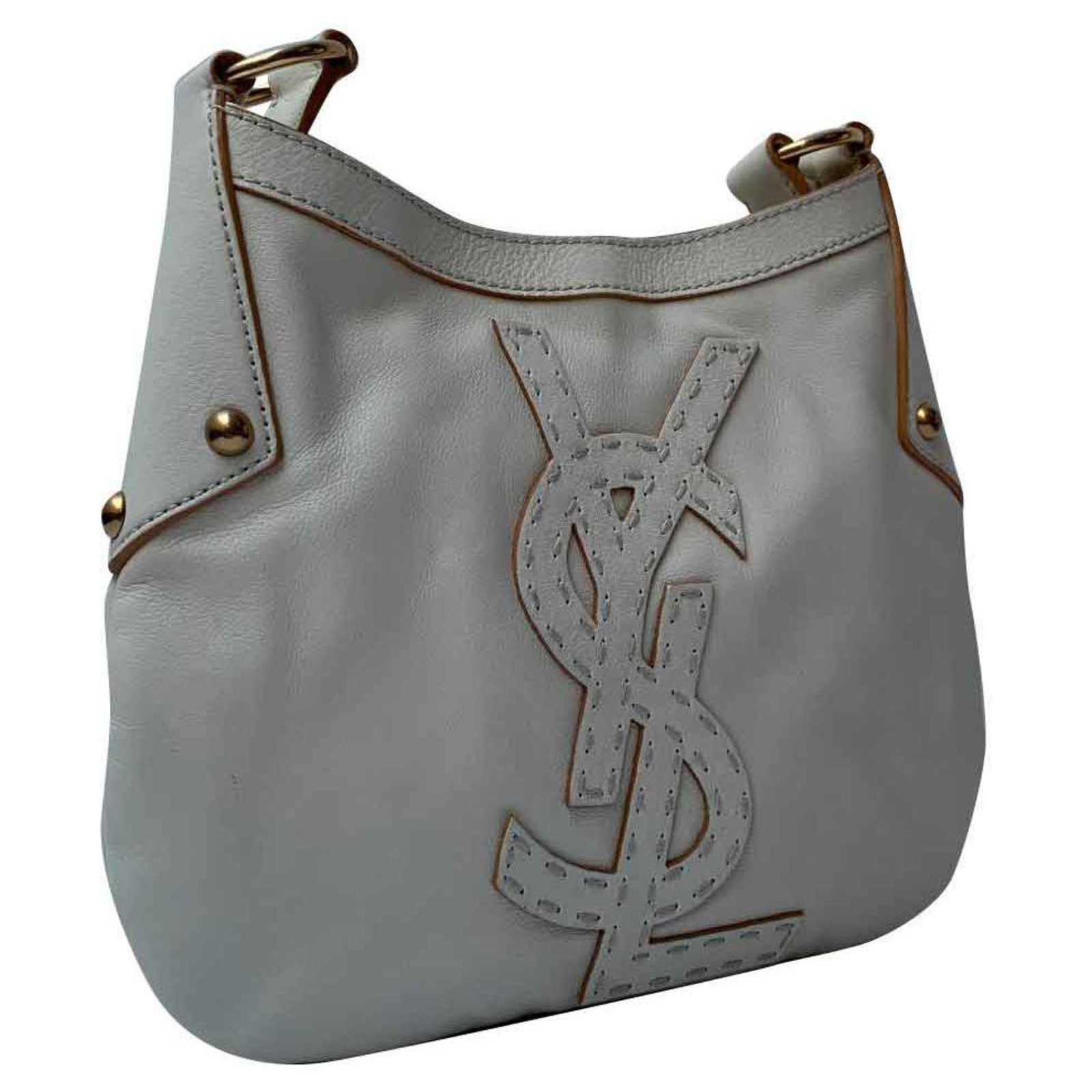 Yves Saint Laurent Ivory Leather Mombasa Bag