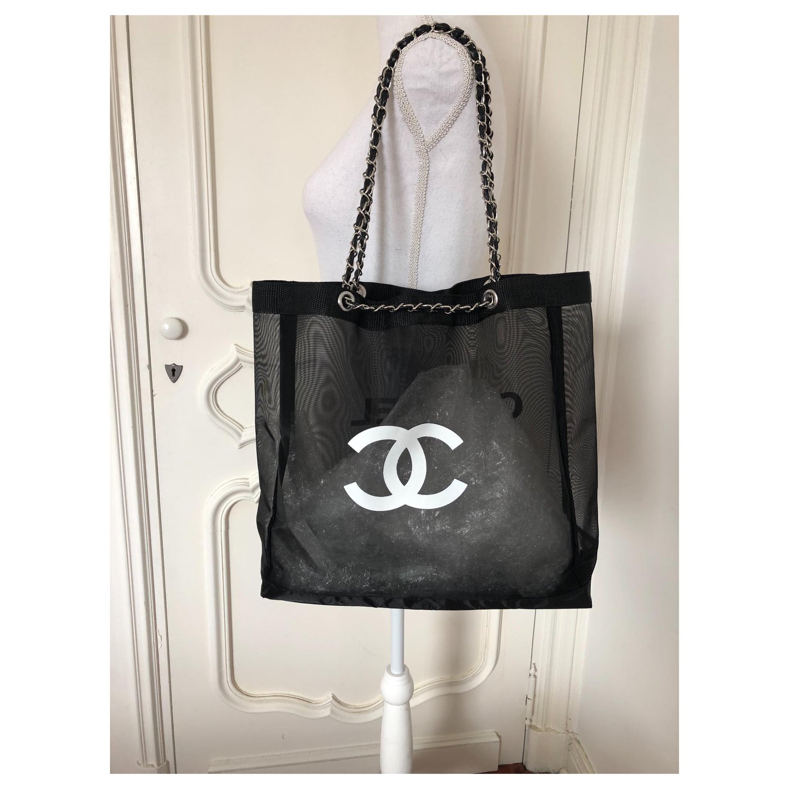 Transparent Chanel Tote Bag with Silver Hardware