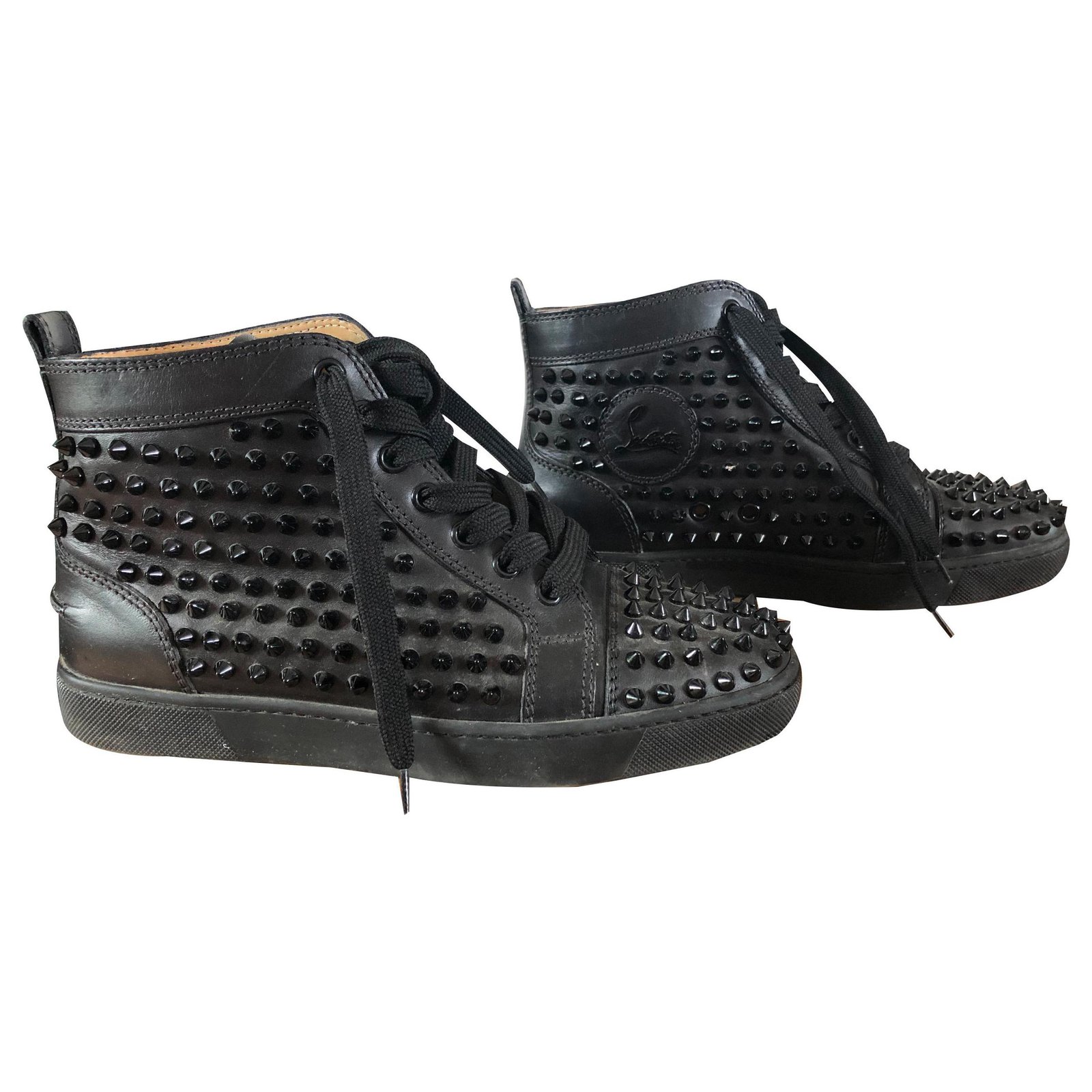 Louis Spikes - Sneakers - Calf leather and spikes - Black - Christian  Louboutin