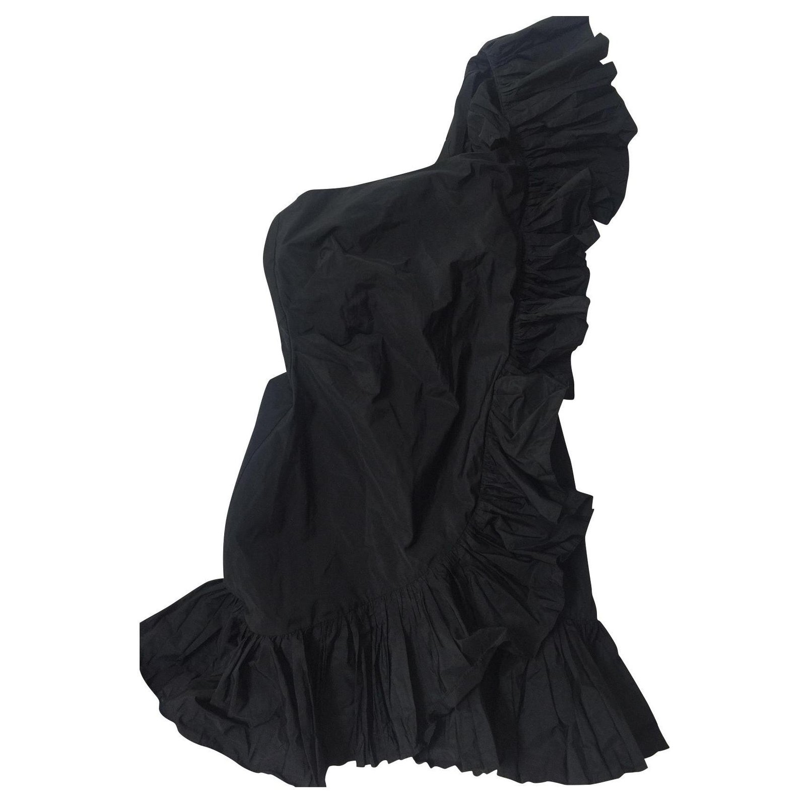 zara one shoulder black dress