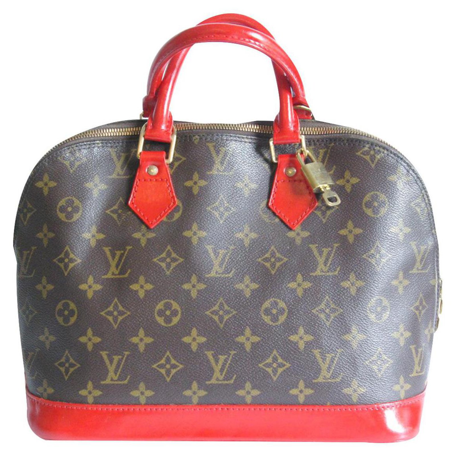 Louis+Vuitton+Alma+Fabric+Interior+Shoulder+Bag+PM+Red+Leather for