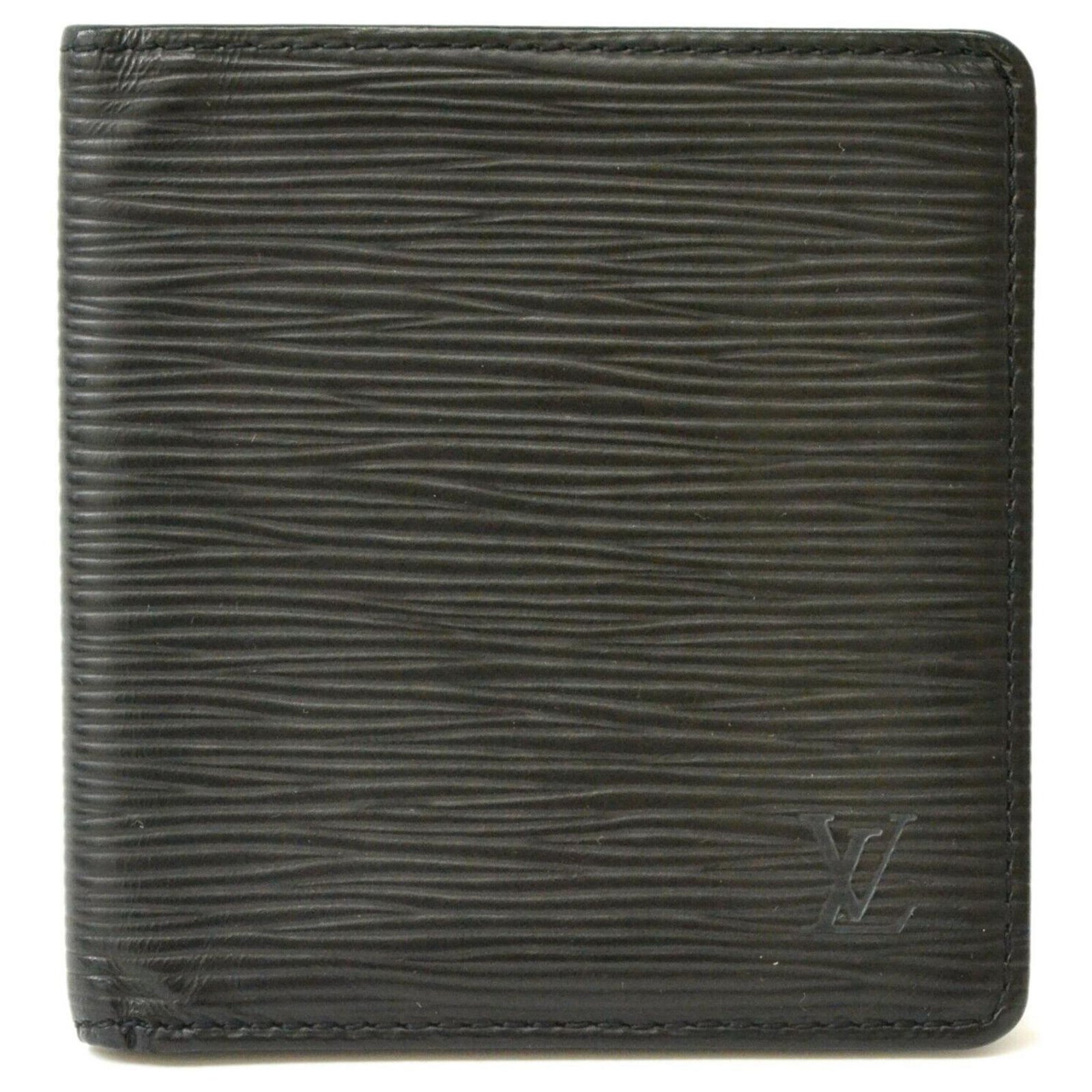 LV black lattice short style Fold wallet