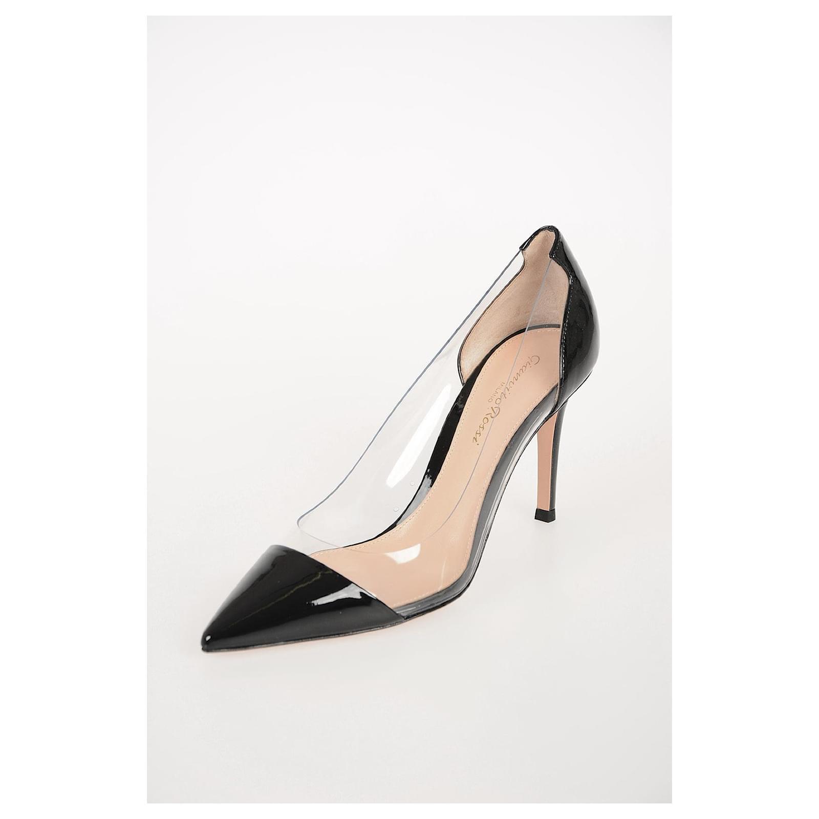 GIANVITO ROSSI PLEXI PUMPS NEW 100% Black Leather