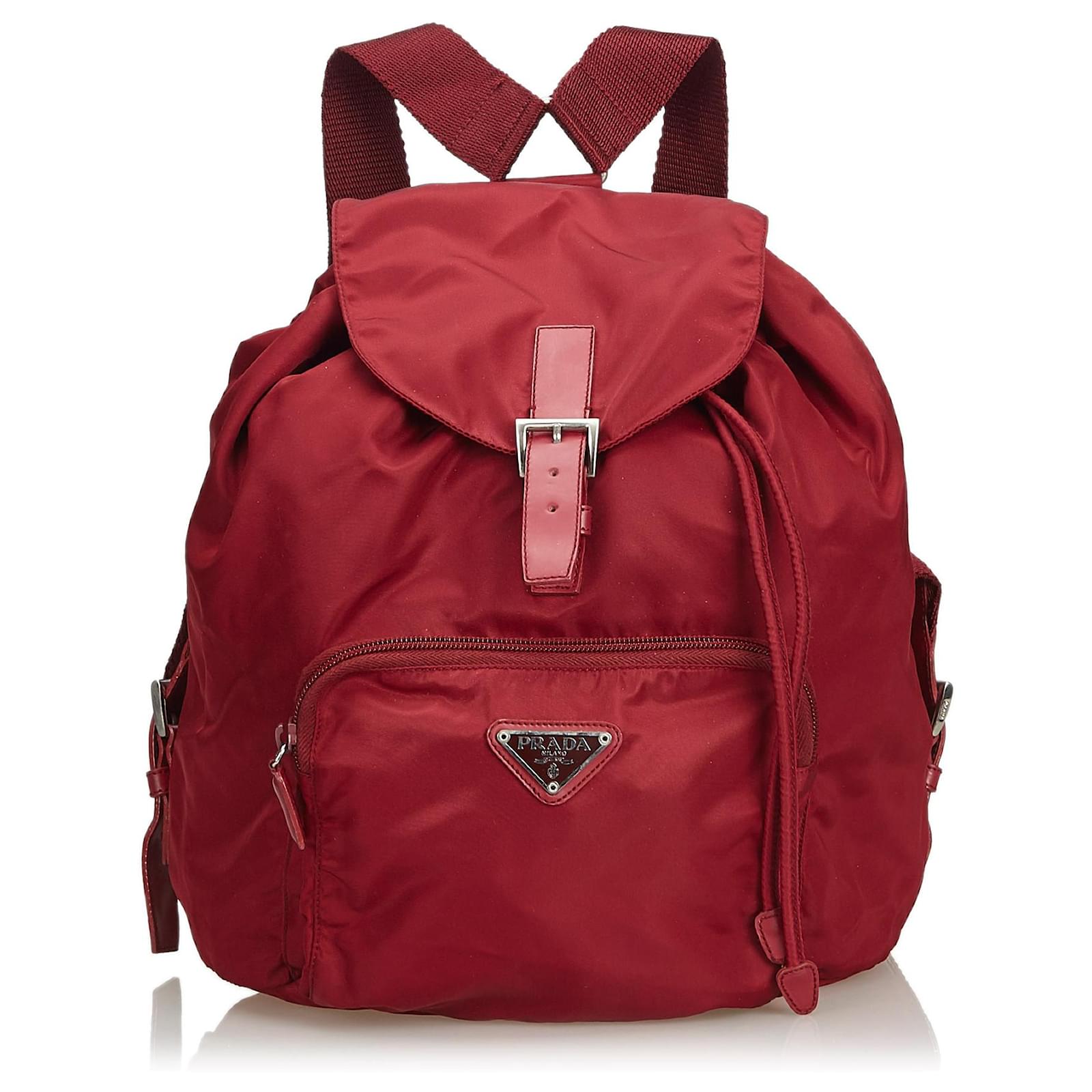 prada red nylon backpack