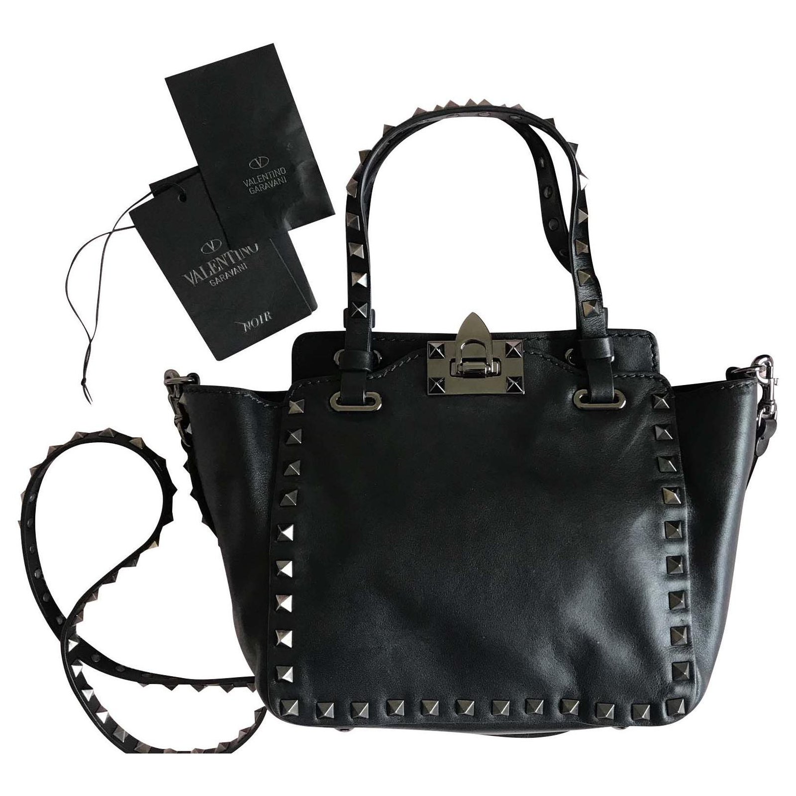 Crack pot Handschrift Kosmisch Valentino Rockstuds mini bag Black Leather ref.131848 - Joli Closet