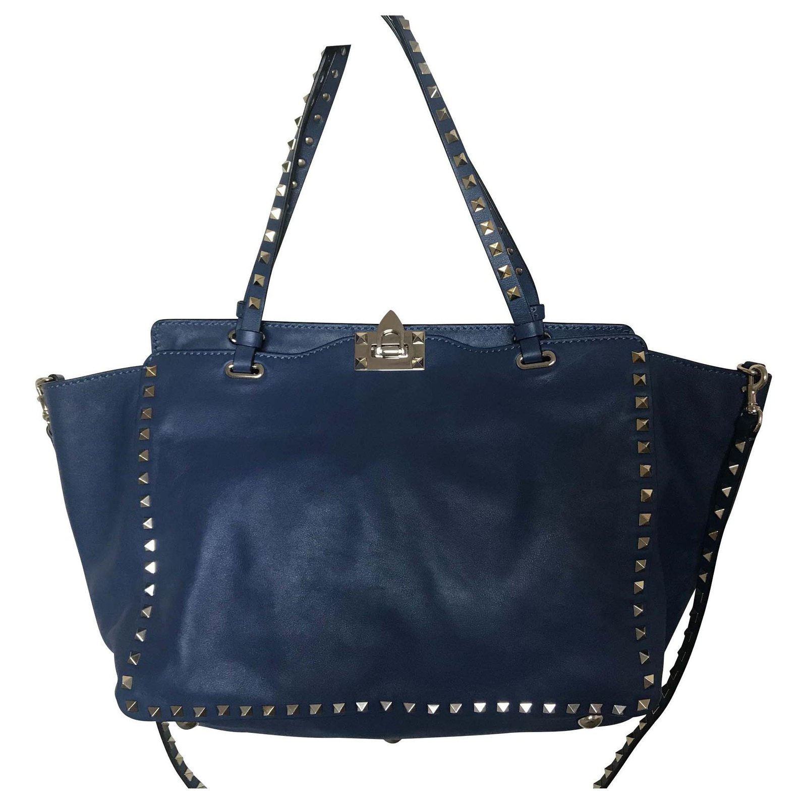 Valentino Blue Leather Medium Rockstud Backpack