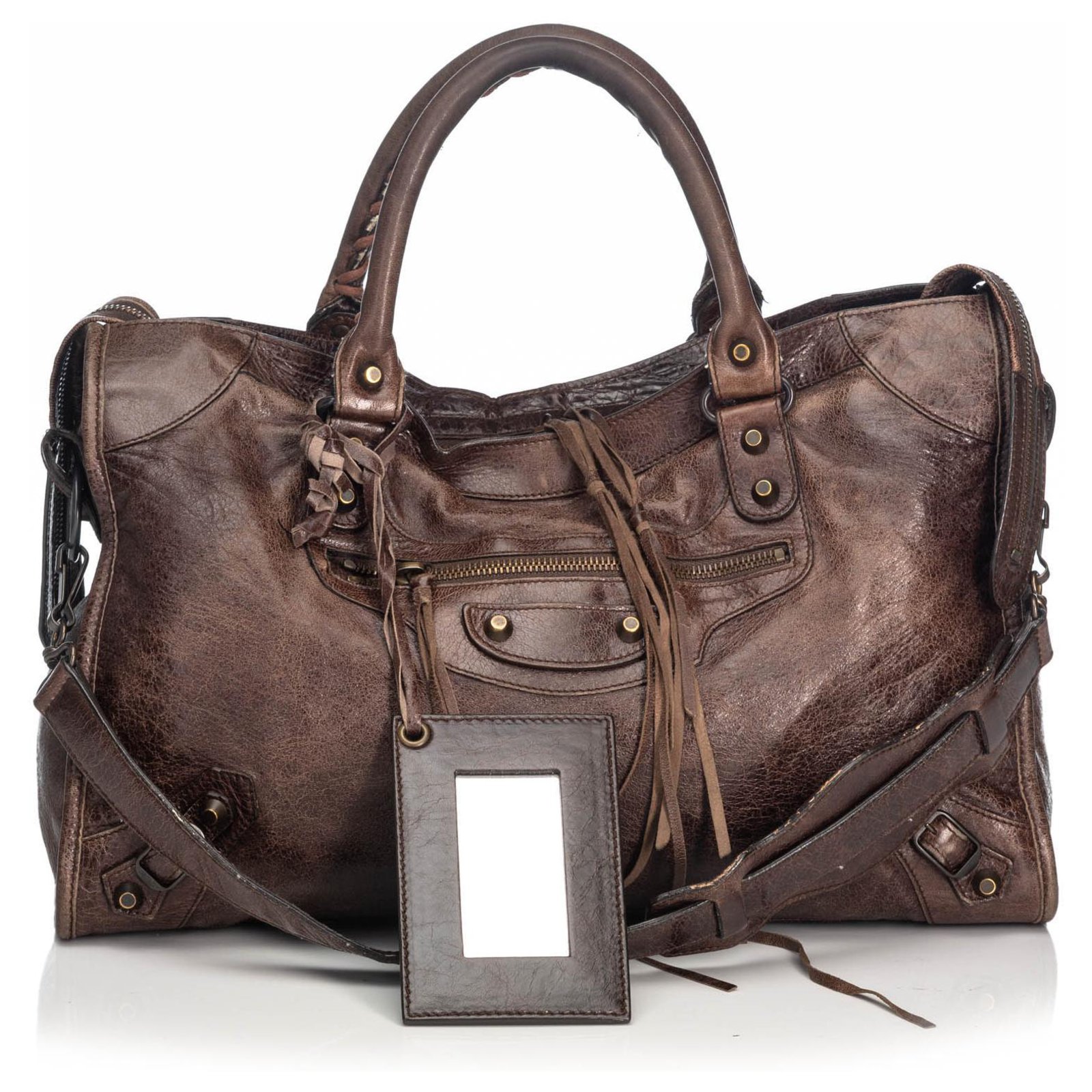 City leather handbag Balenciaga Brown in Leather  14486606