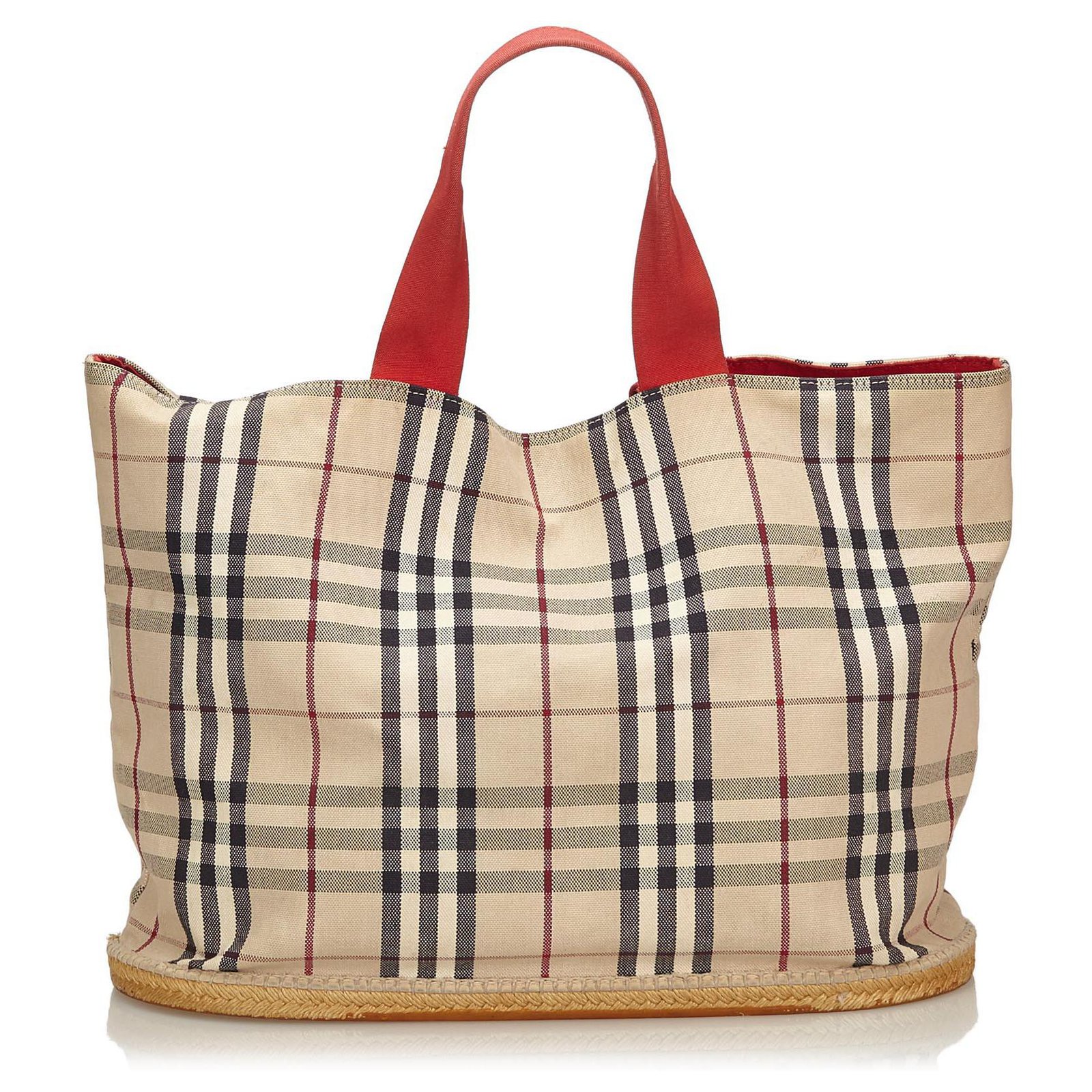 Checked Canvas Tote in Brown - Burberry
