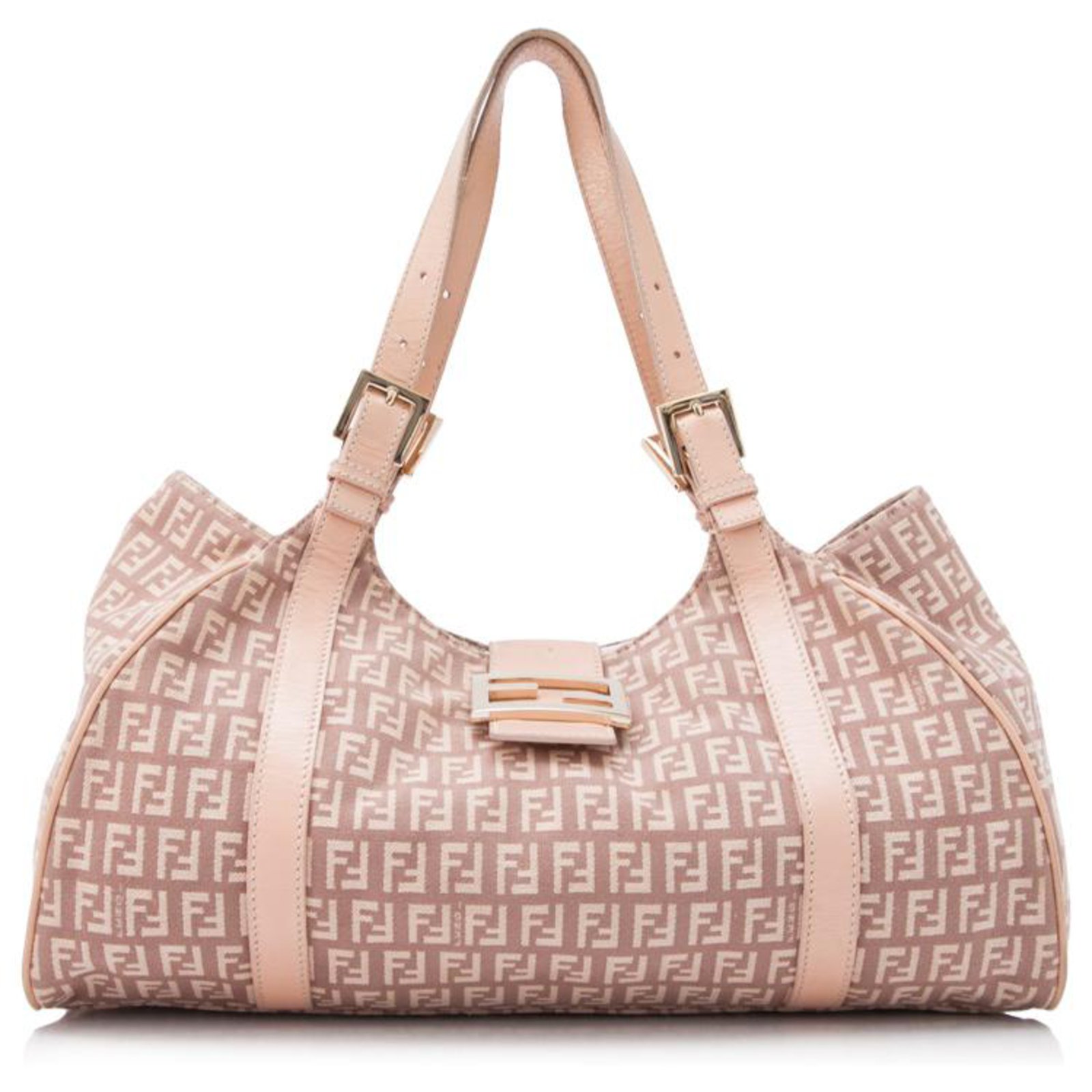 Fendi Rose Zucchino Sac à main en toile Cuir Tissu ref.132769 - Joli Closet