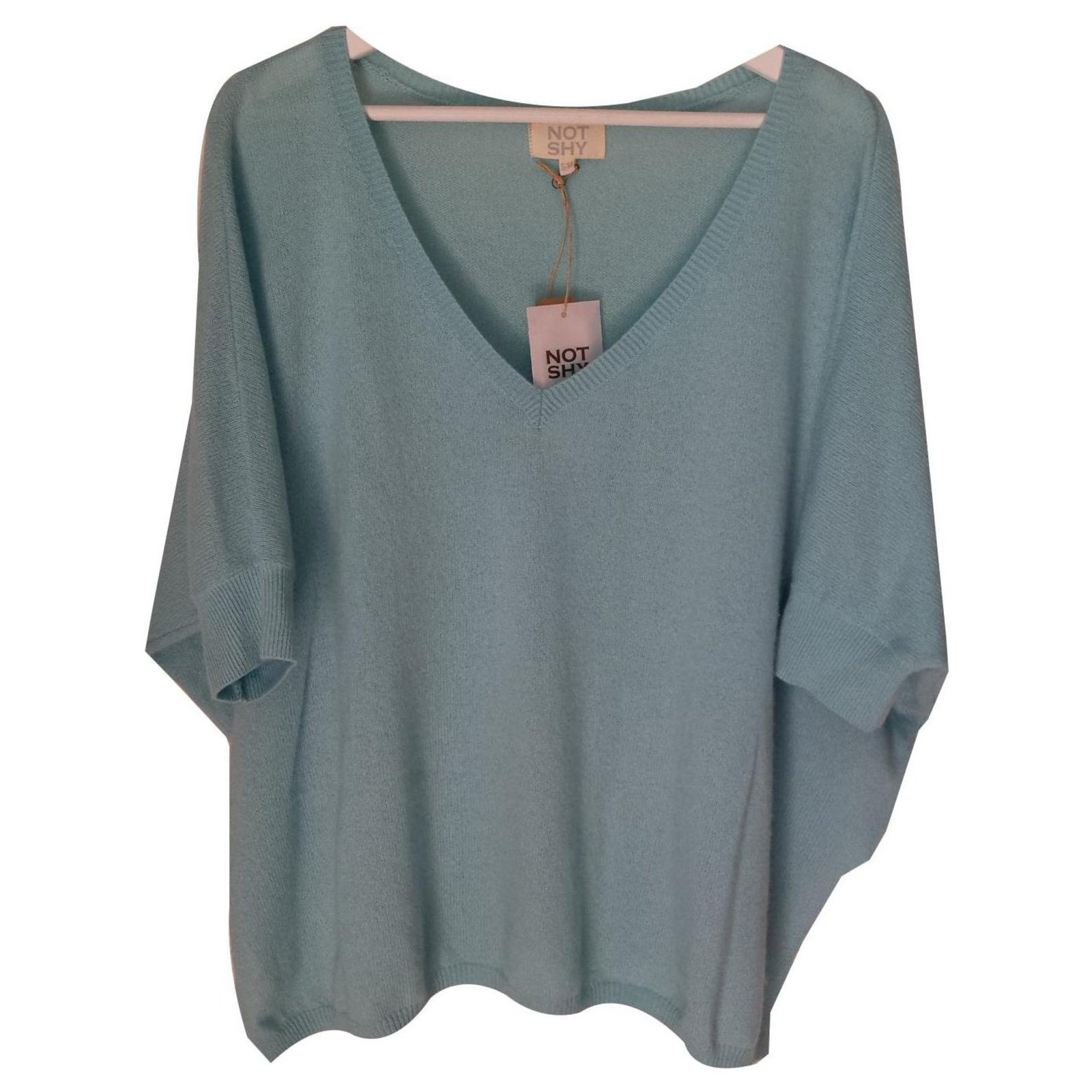 light blue short sleeve sweater