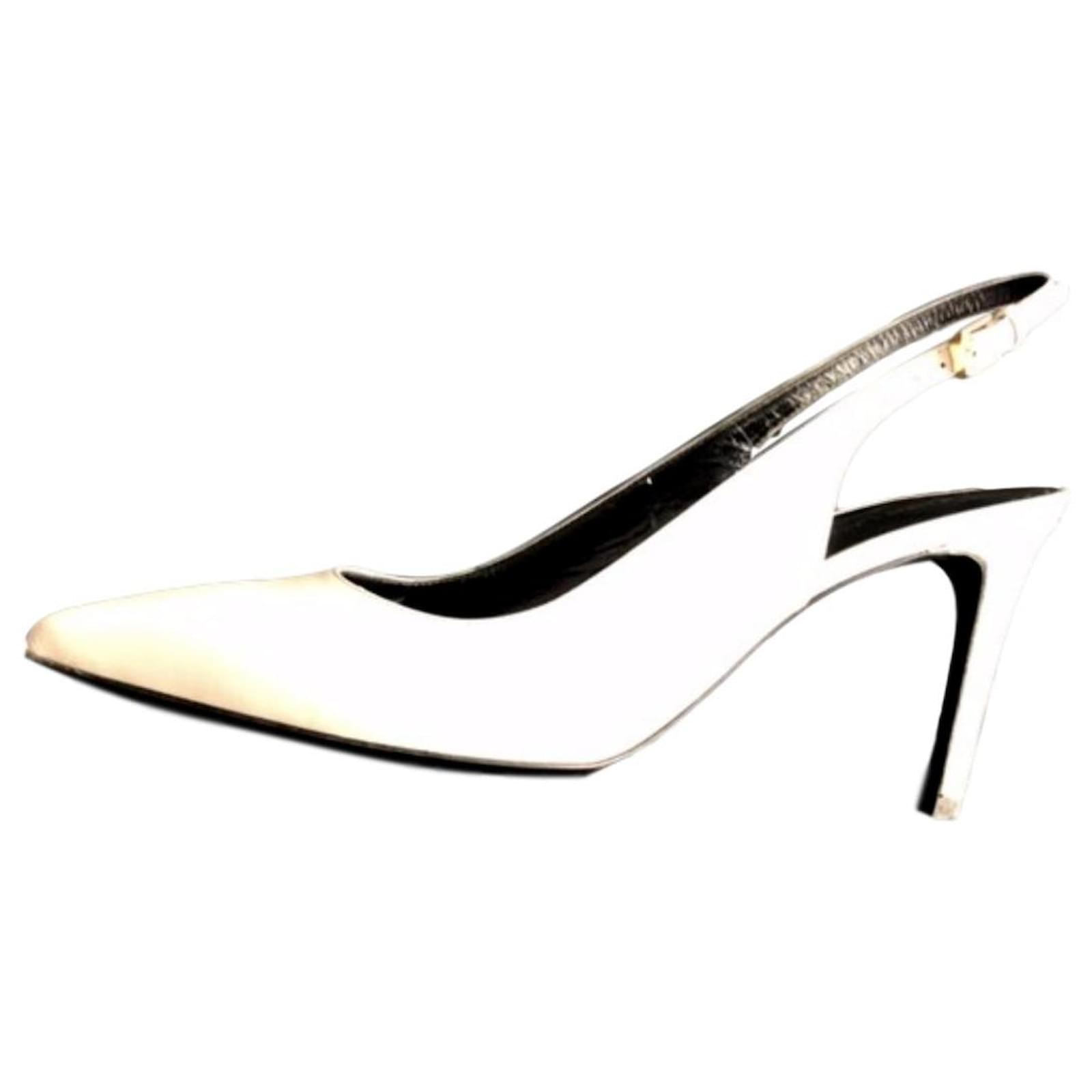 white saint laurent heels