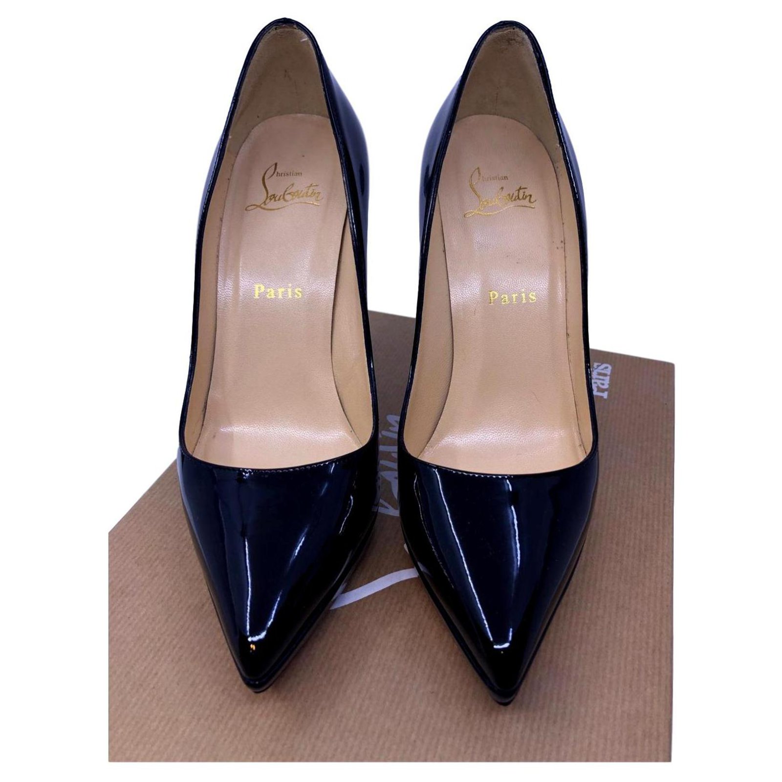Christian Louboutin Black Patent Leather Pigalle Pointed Toe Pumps