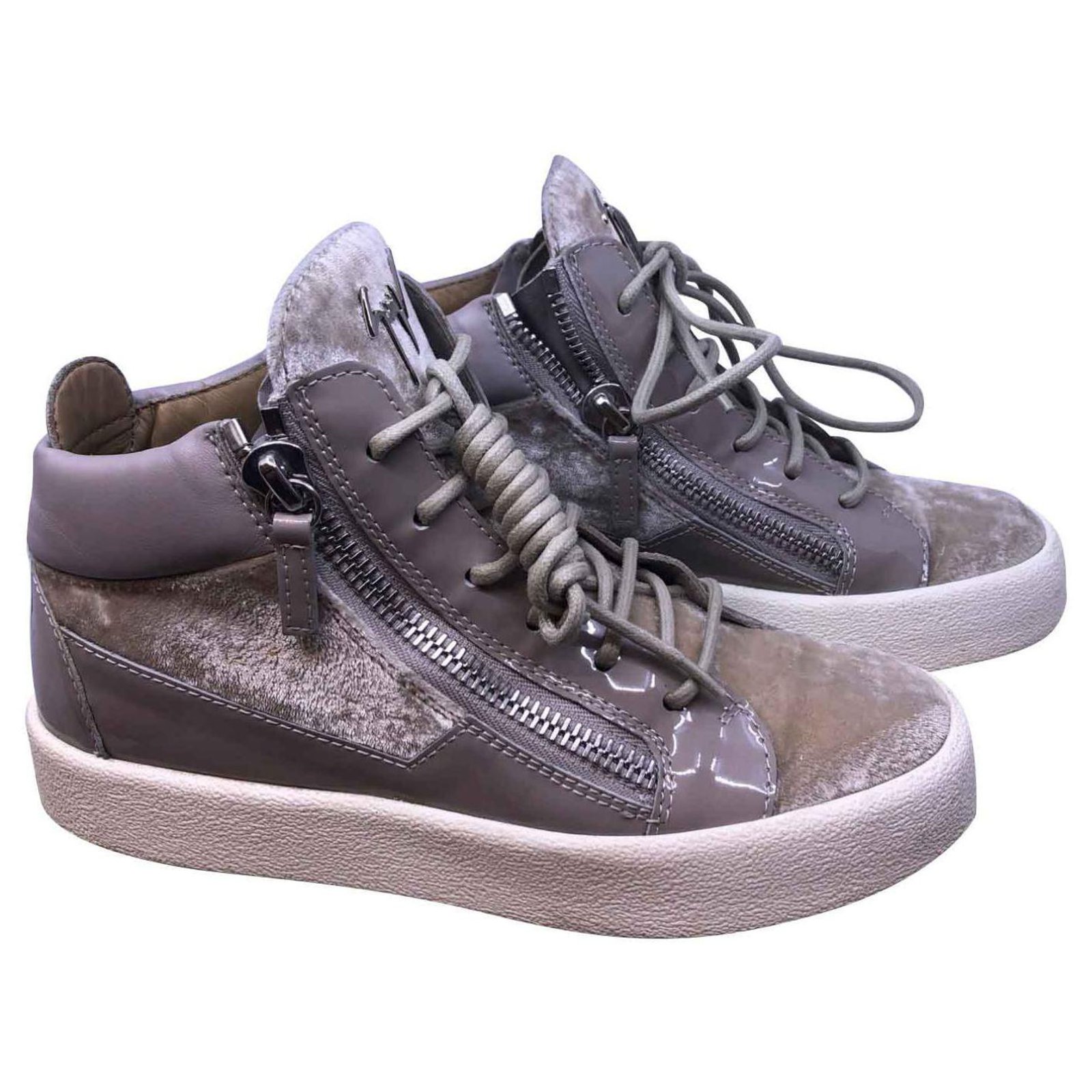 Giuseppe Zanotti Zapatillas kriss Gris antracita Cuero Terciopelo