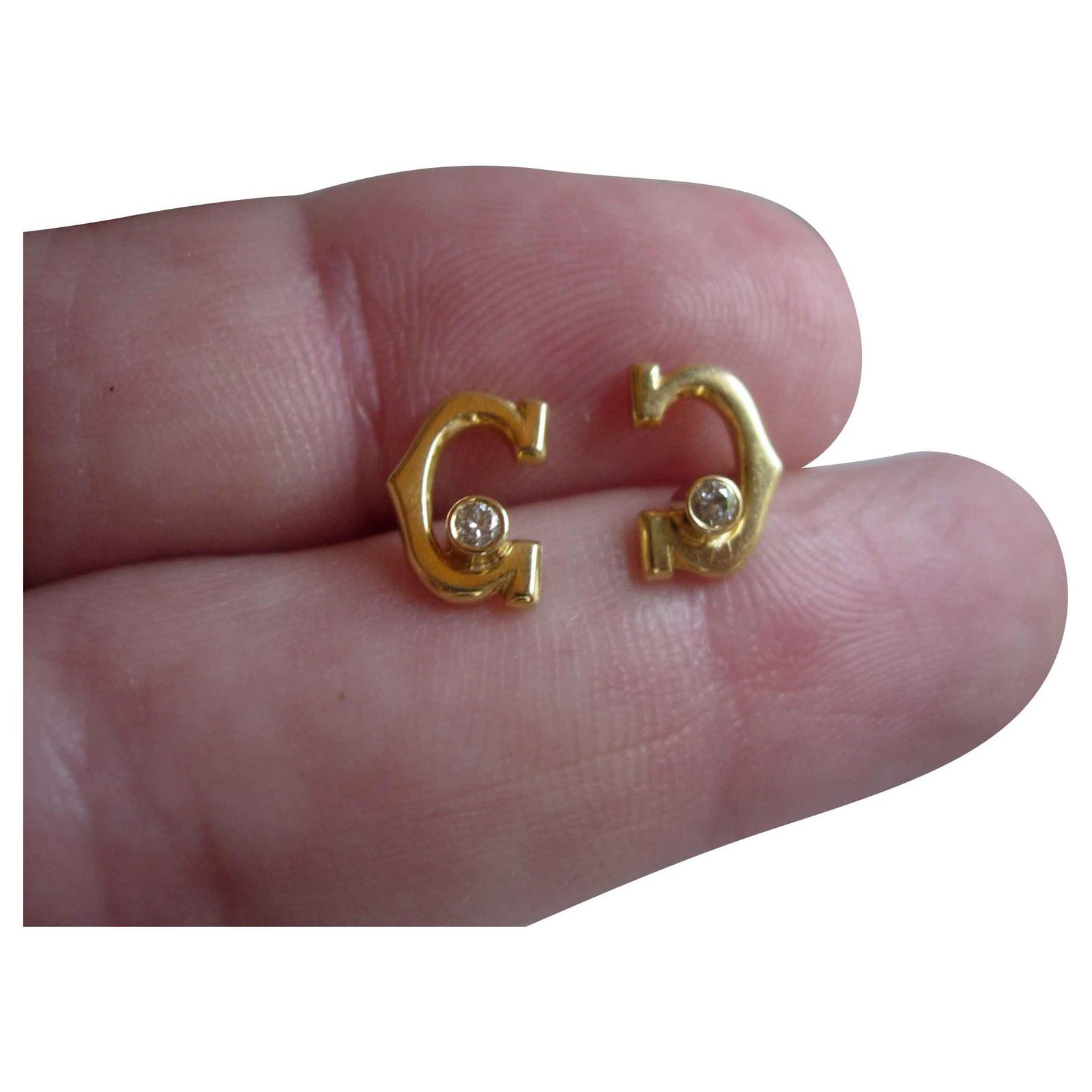 18K Gold Plated Stainless Steel C Shaped Diamond Baggette Earring – Sante  Grace