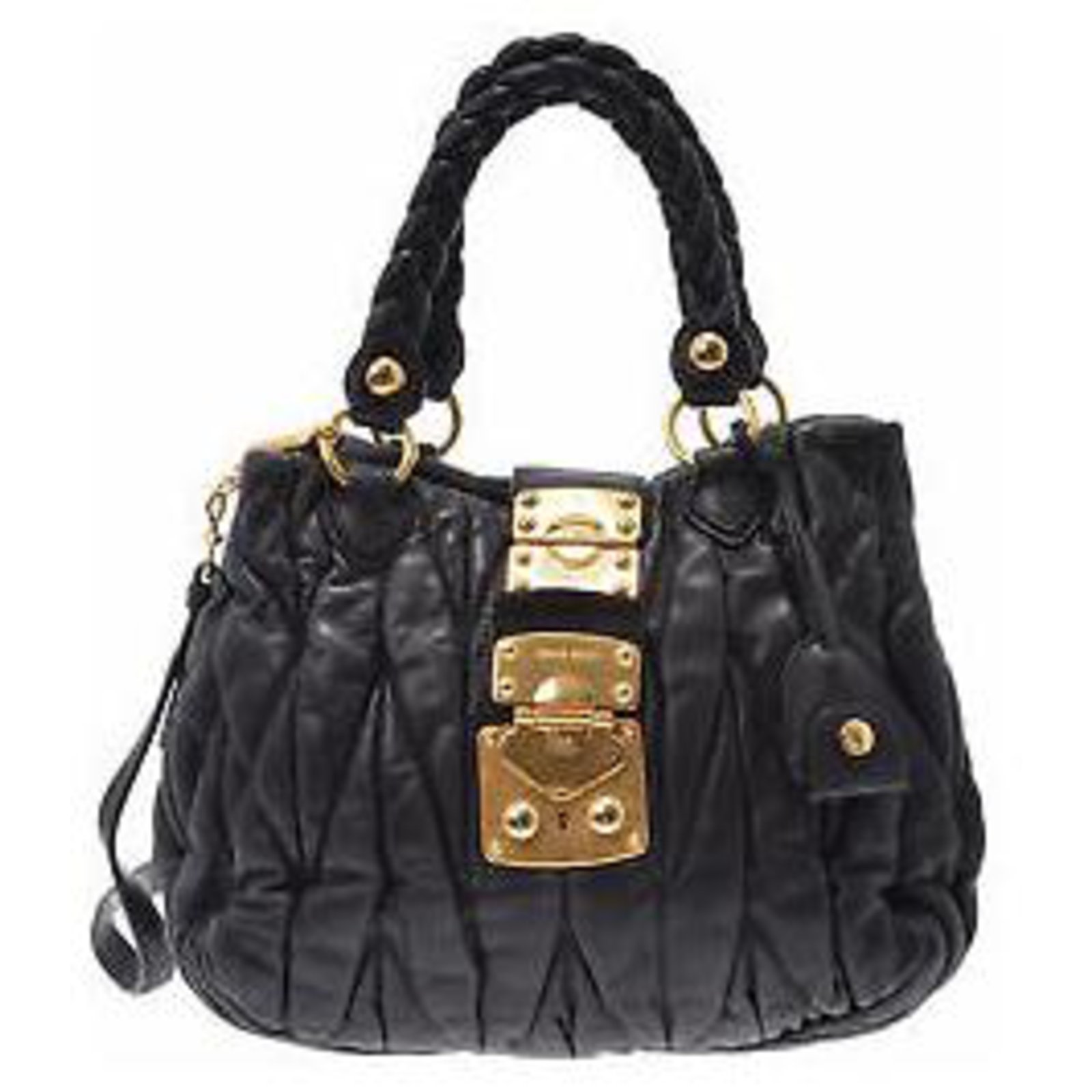 Miu Miu Vintage Shoulder Bag Black Leather ref.134018 - Joli Closet