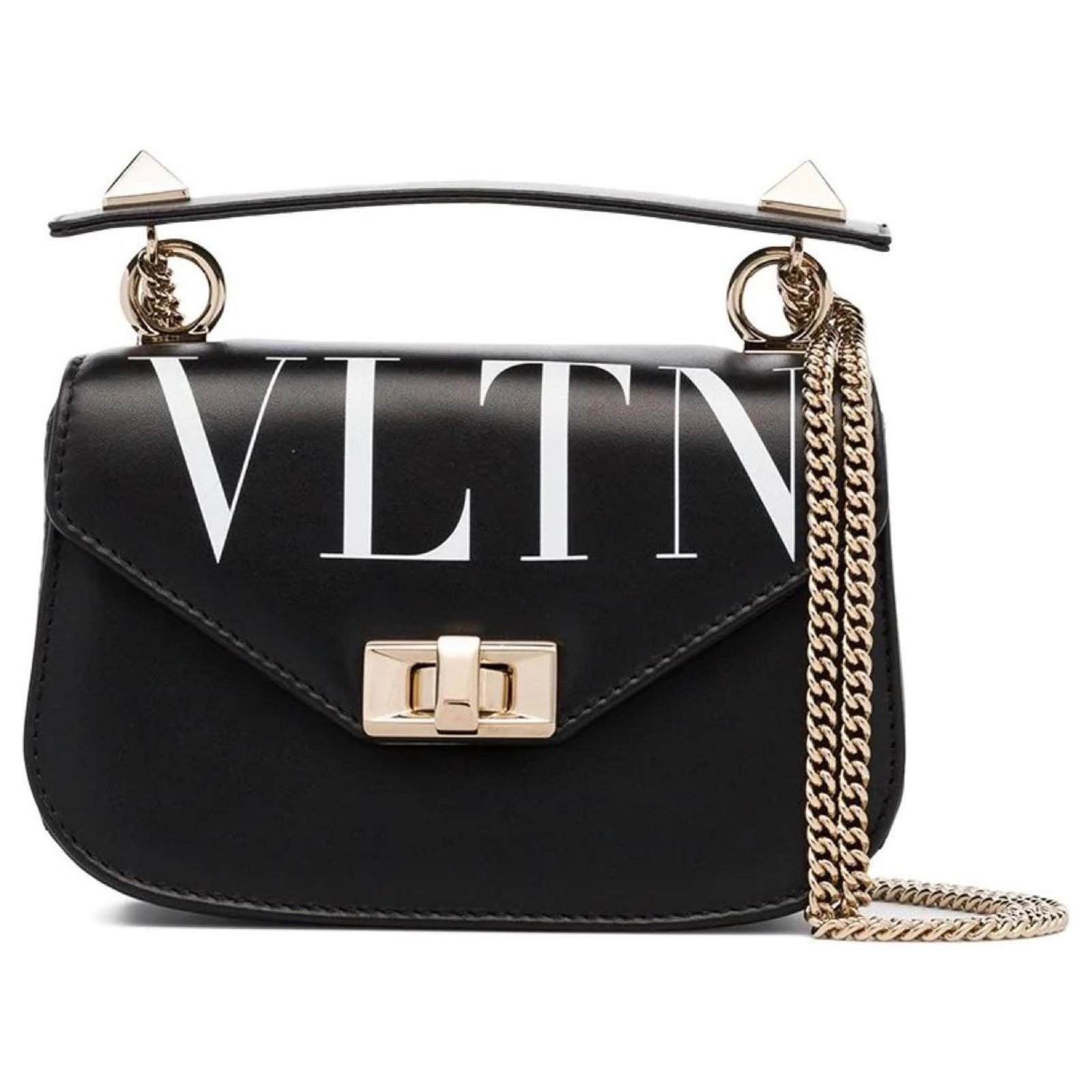 Valentino Black VLTN Crossbody Bag Leather Pony-style calfskin ref.134086 -  Joli Closet