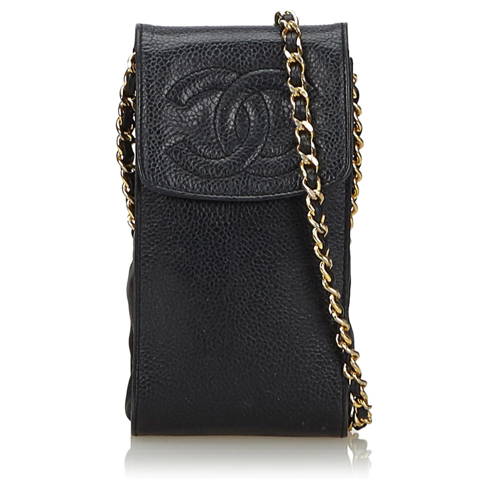 Chanel Black Caviar Leather Cigarette Case Crossbody Bag ref