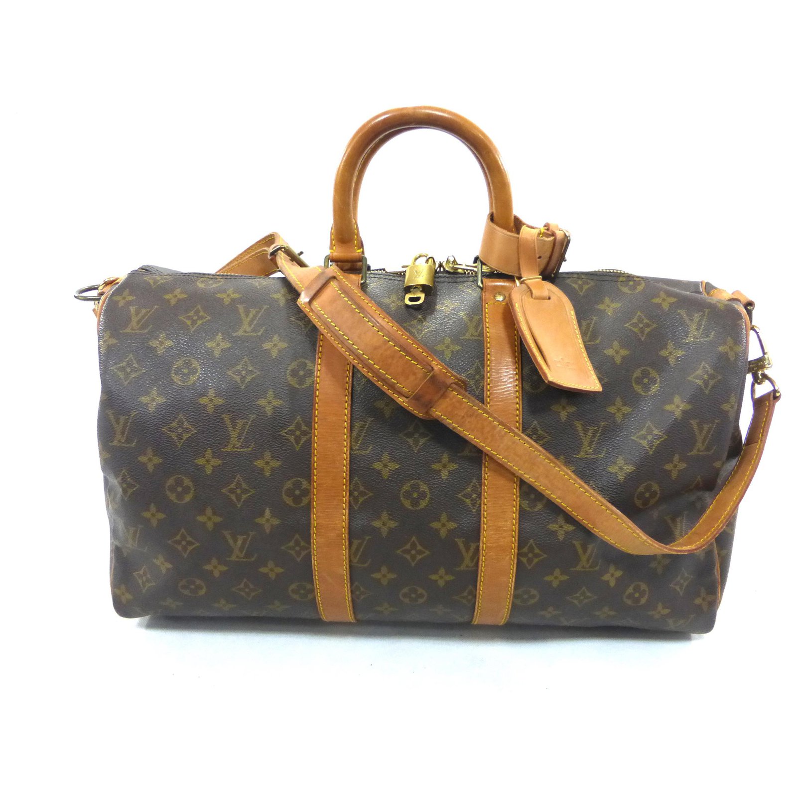 Louis Vuitton keepall 45 Monogram shoulder strap - VI883 Brown Leather  ref.909974 - Joli Closet