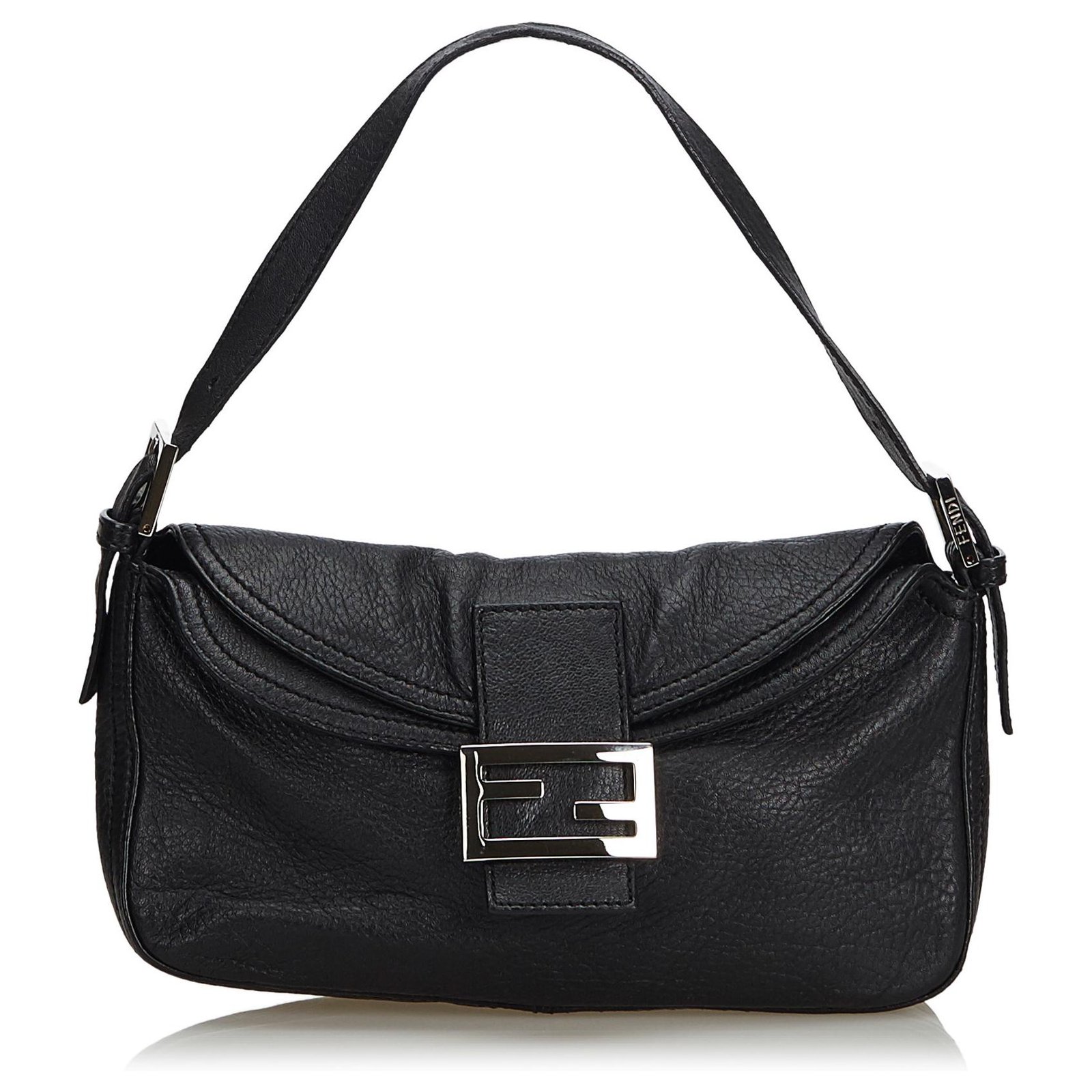 Fendi Black Leather Baguette ref.134663 - Joli Closet